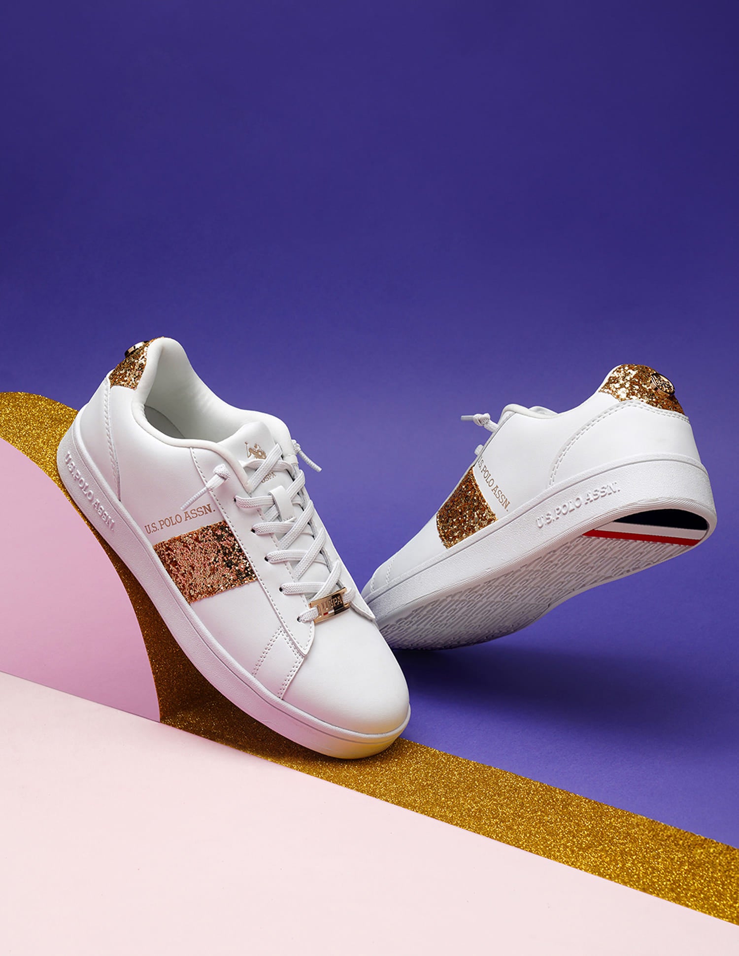 Women Glitter Kate 2.0 Sneakers Off-White - U.S. Polo Assn. India | Large