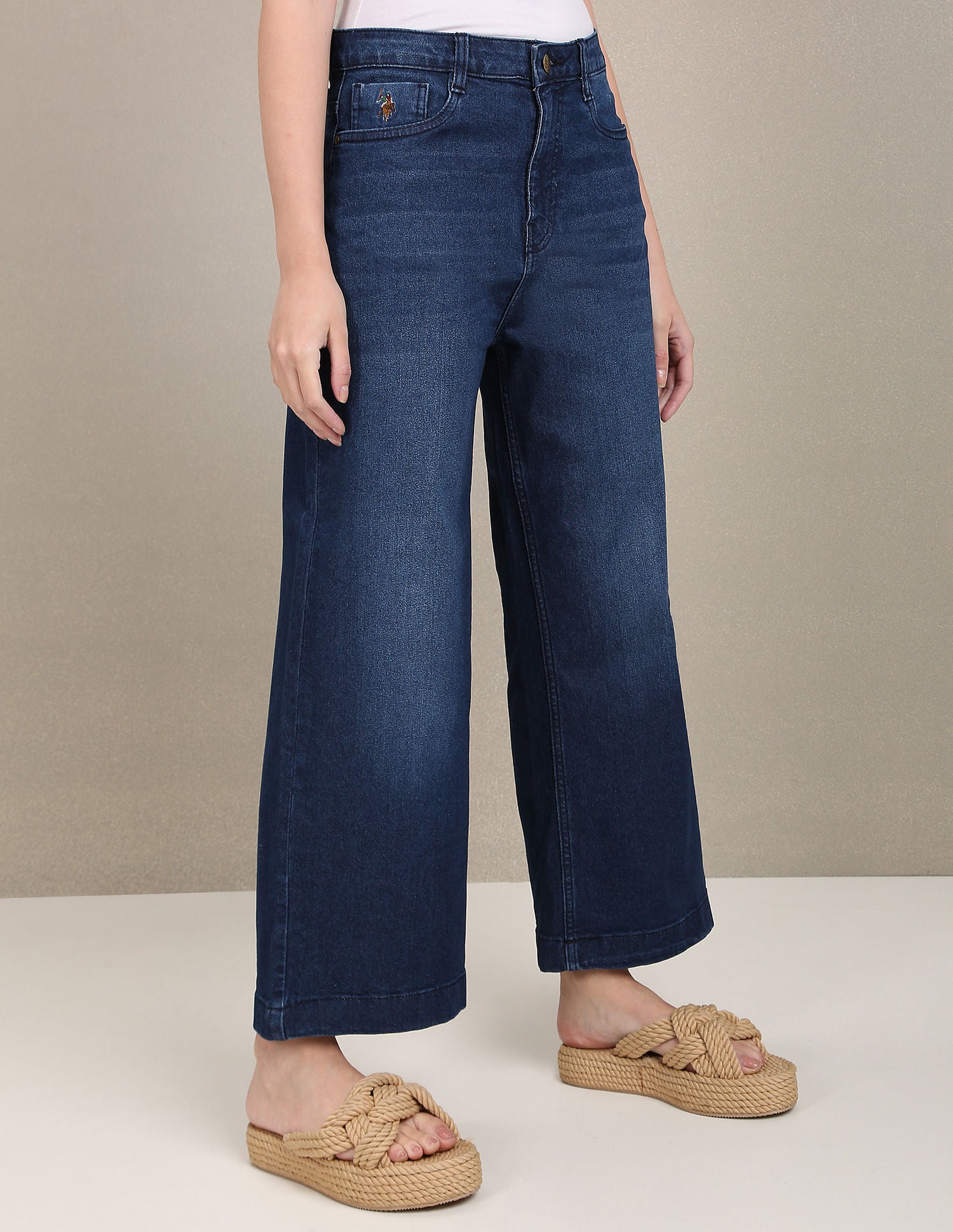 Stone Wash Flared Jeans Dark Blue - U.S. Polo Assn. India | Large