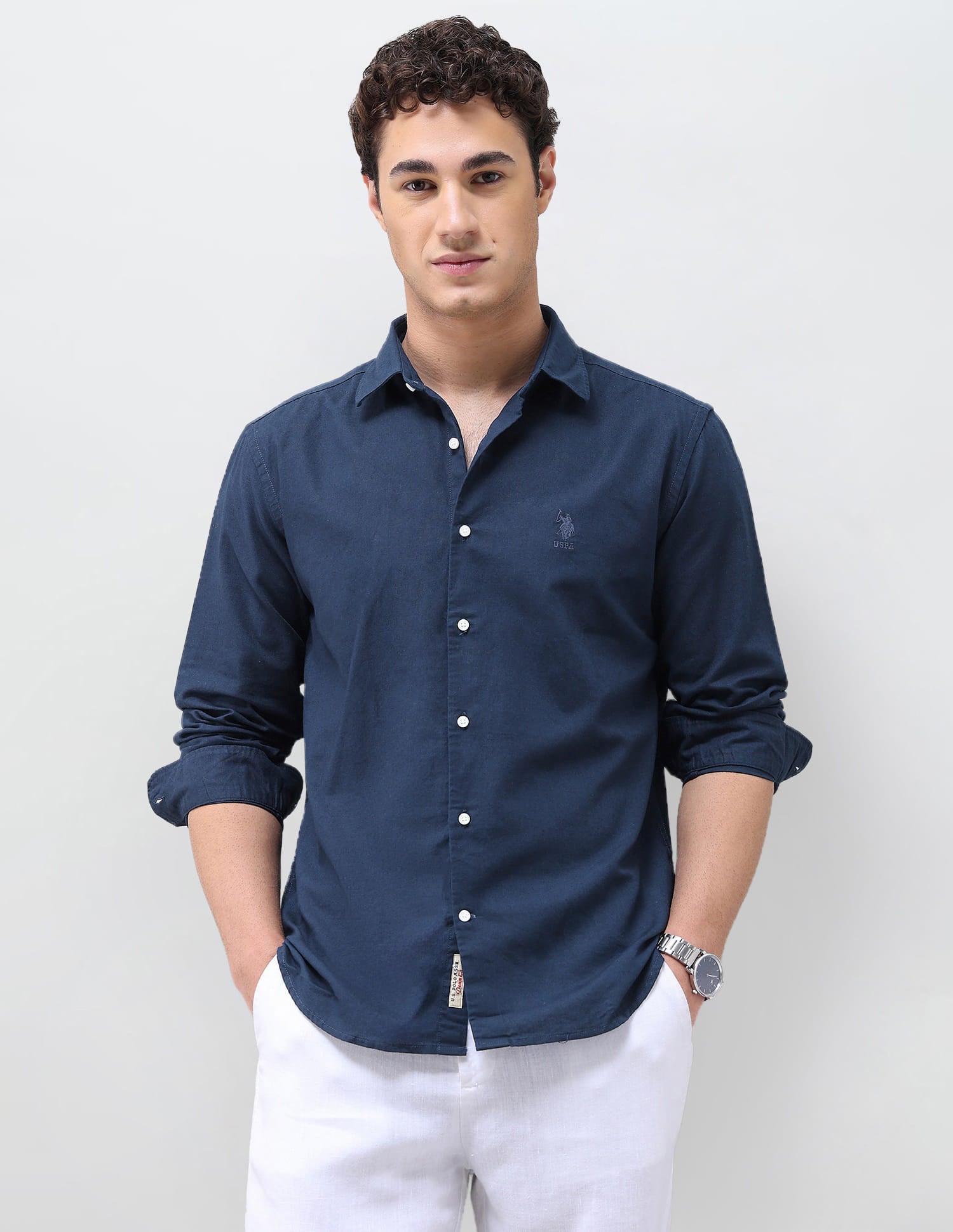 Vertical Striped Regular Fit Shirt Blue - U.S. Polo Assn. India | Large