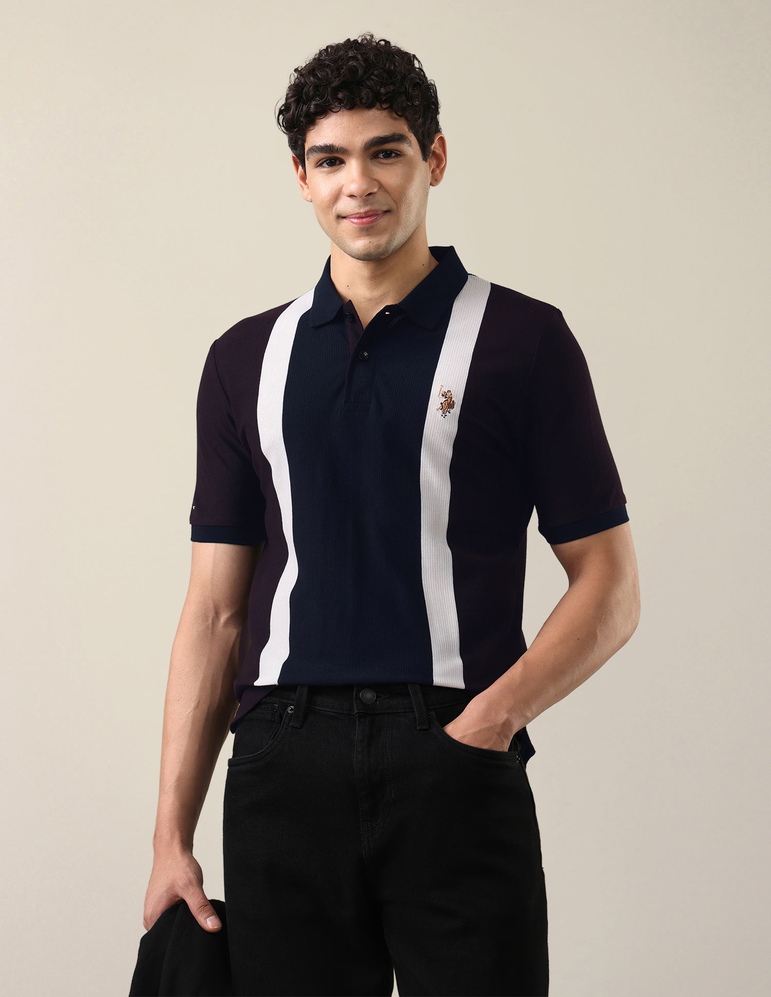Vertical Striped Slim Fit Polo Shirt Navy - U.S. Polo Assn. India | Large