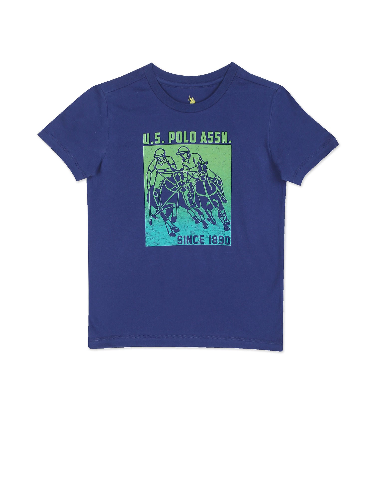 Boys Blue Crew Neck Brand Print Shirt