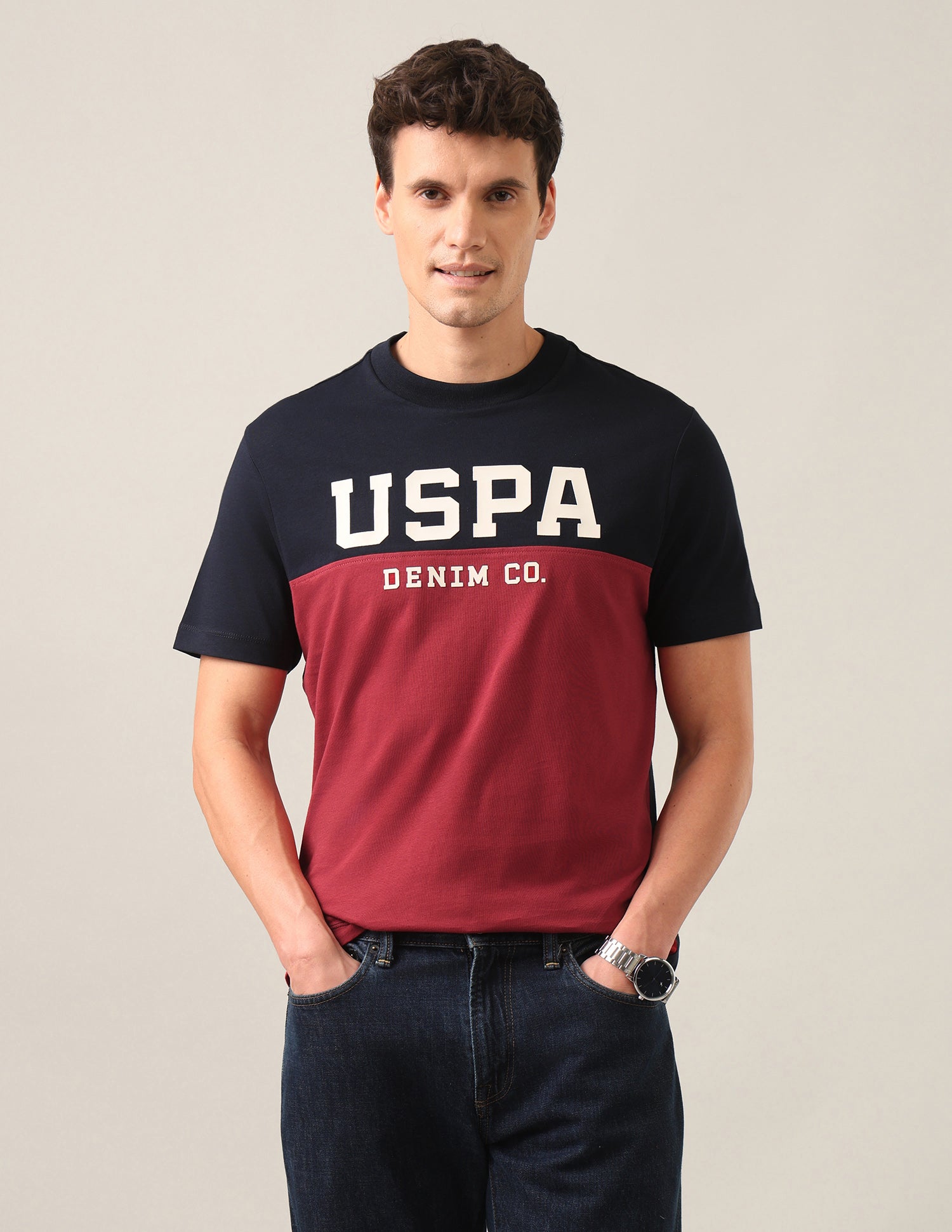 Colourblocked Regular Fit T-Shirt Navy - U.S. Polo Assn. India | Large
