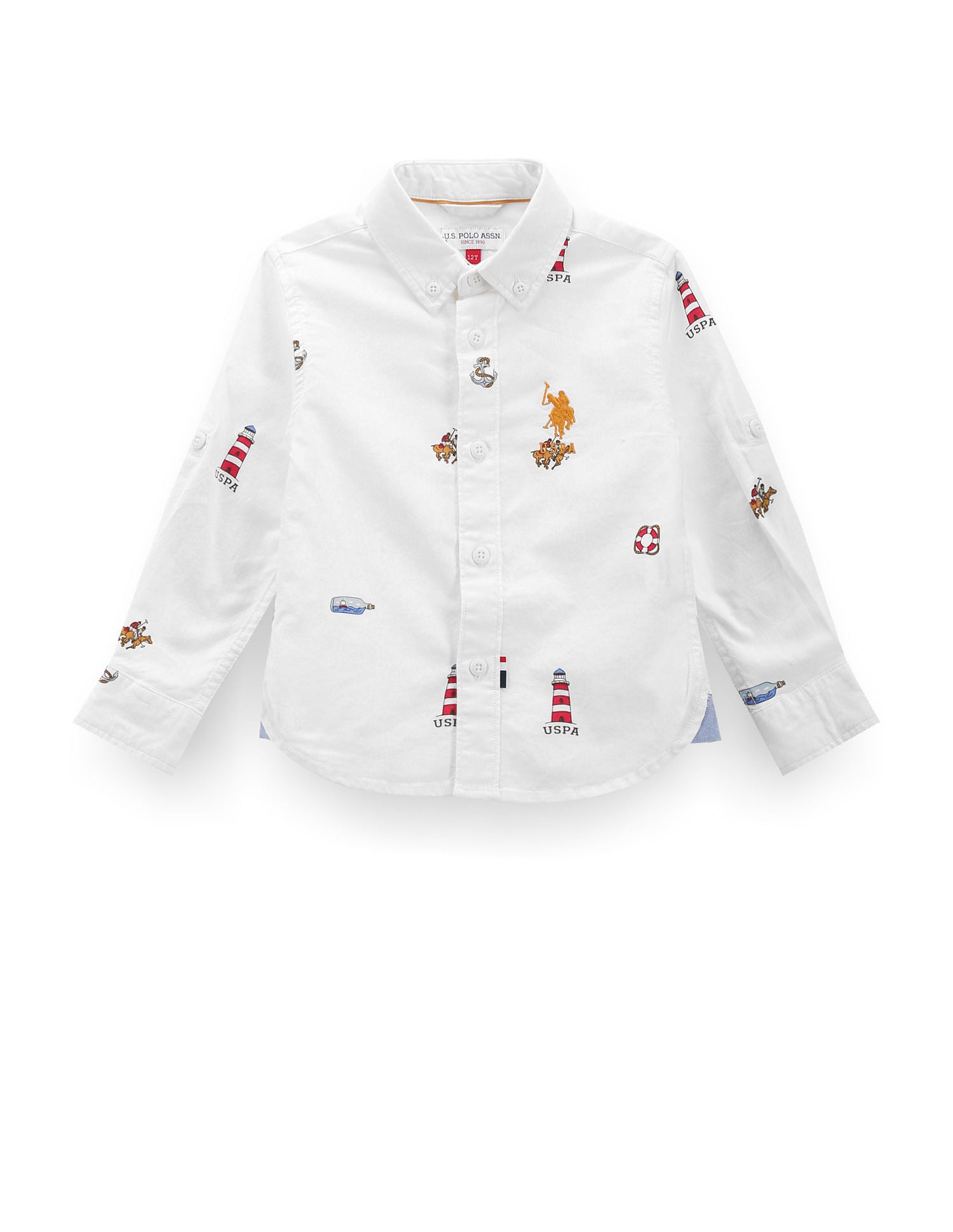 Boys Button Down Collar Graphic Shirt