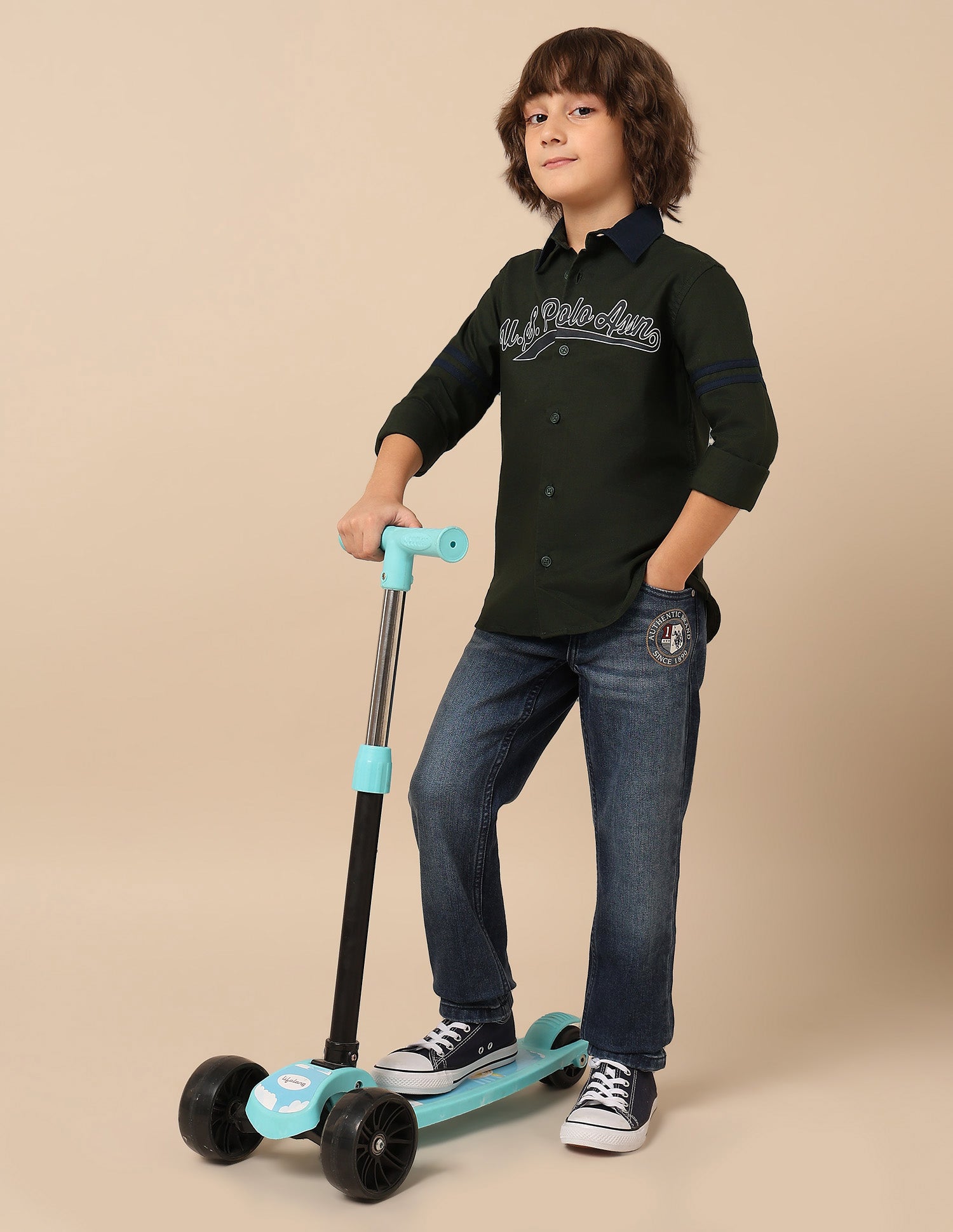 Boys Brand Printed Oxford Shirt