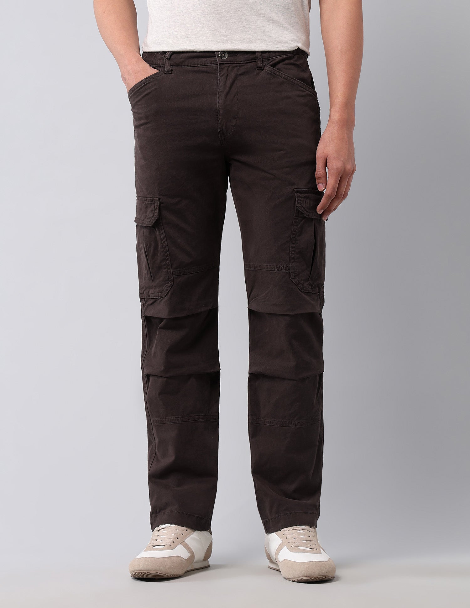Straight Fit Pure Cotton Cargos Choco - U.S. Polo Assn. India | Large