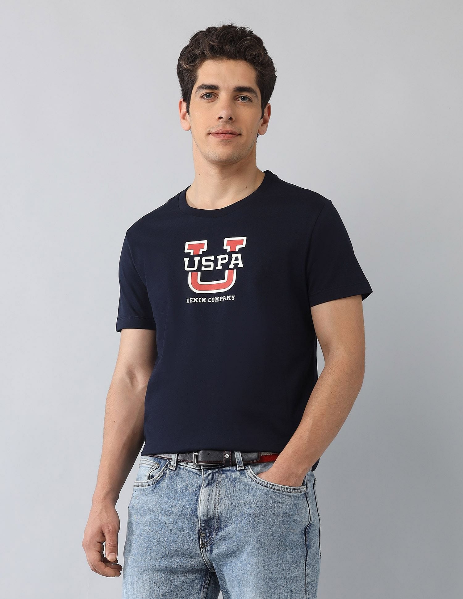 Muscle Fit Brand Printed T-Shirt Navy - U.S. Polo Assn. India | Large