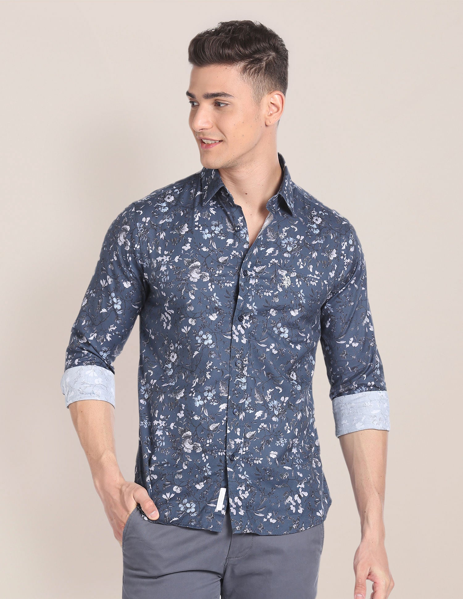 Floral Print Twill Shirt