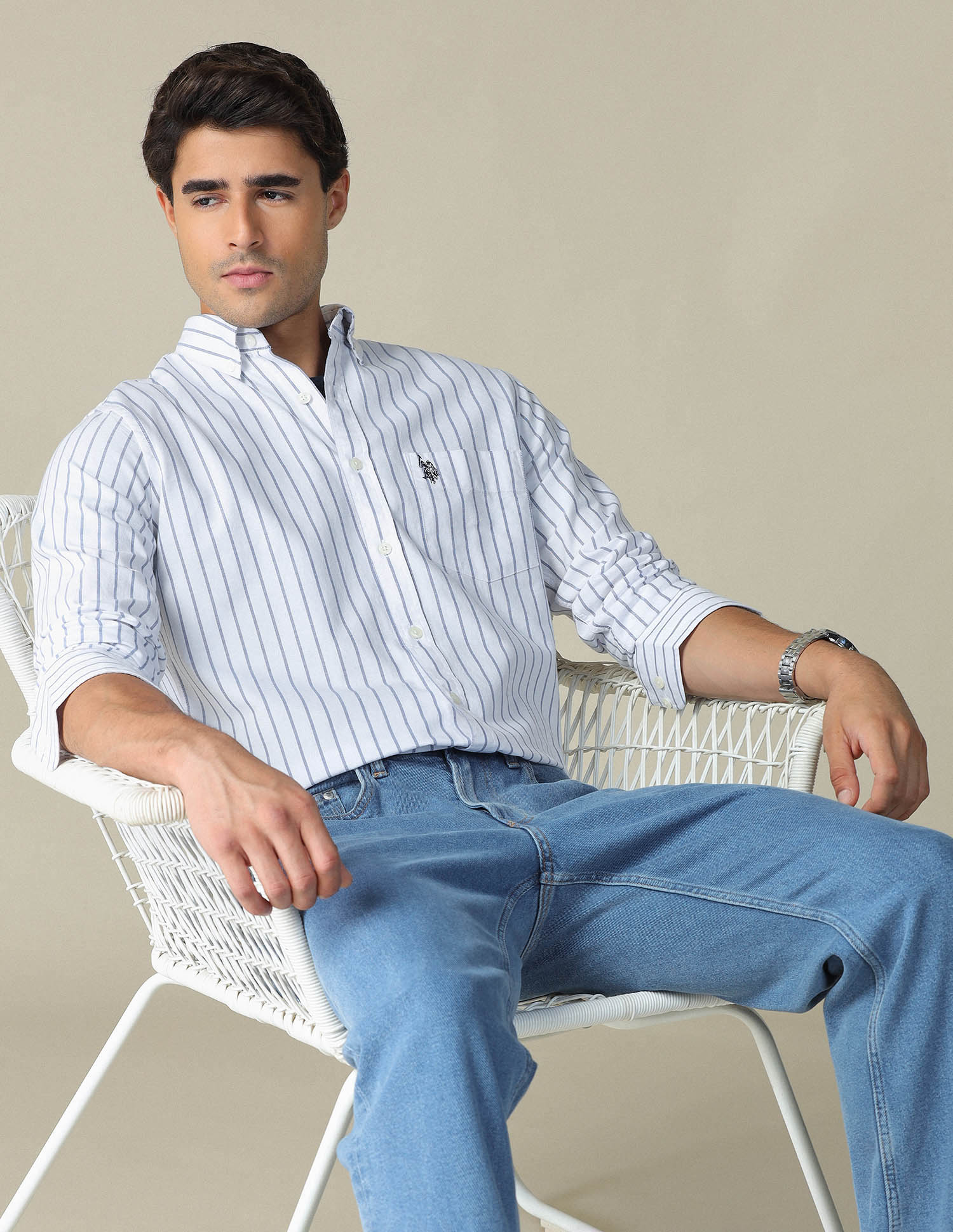 Vertical Striped Button Down Shirt