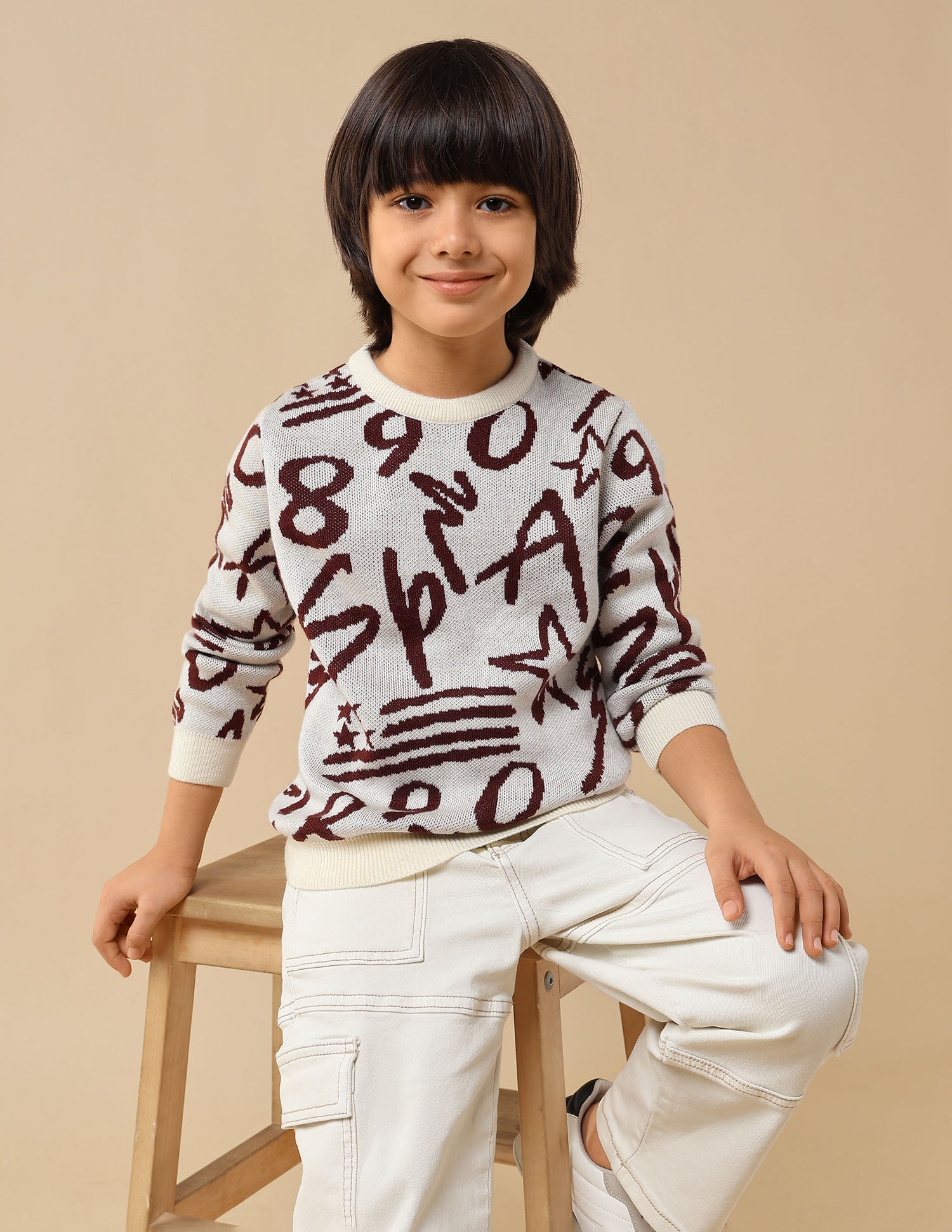 Boys Graphic Patterned Knit Sweater