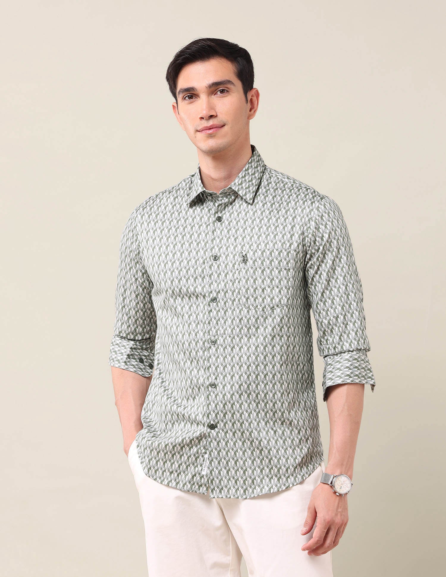 Geometric Printed Tailored Fit Shirt