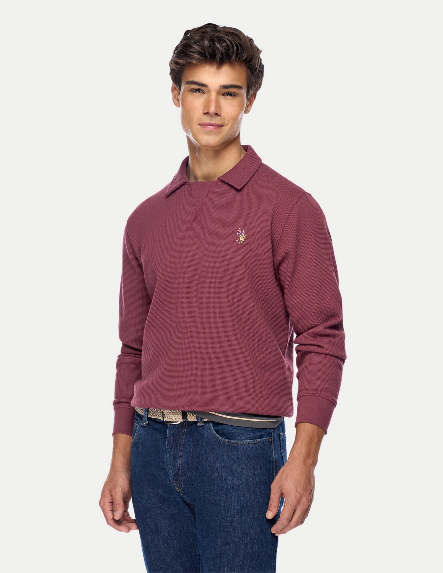 Solid Relaxed Fit Sweatshirt Maroon - U.S. Polo Assn. India | Large