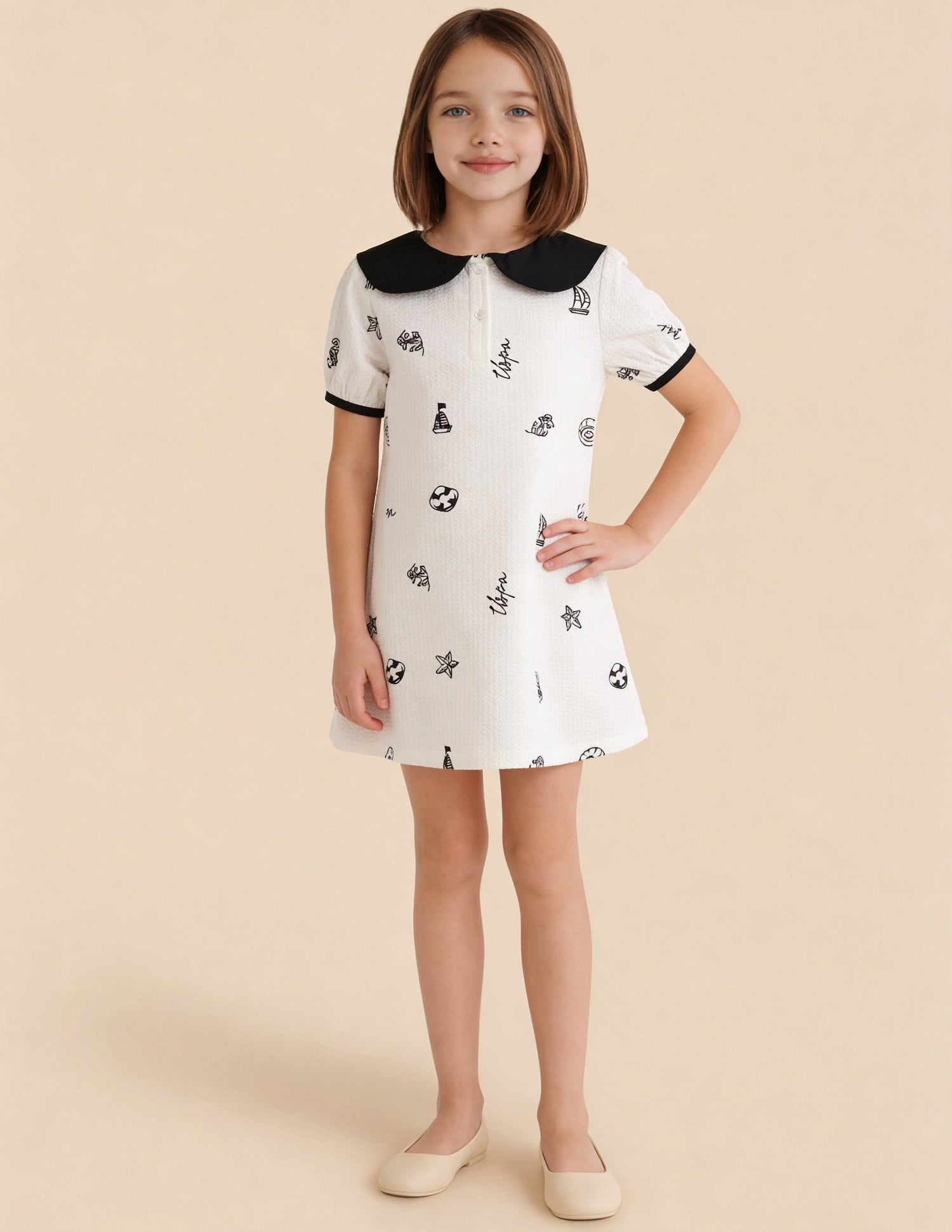 Graphic Printed Seersucker Dress