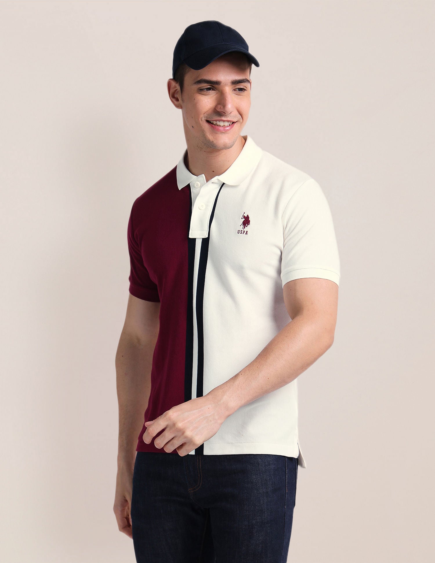 Slim Fit Colour Block Polo Shirt