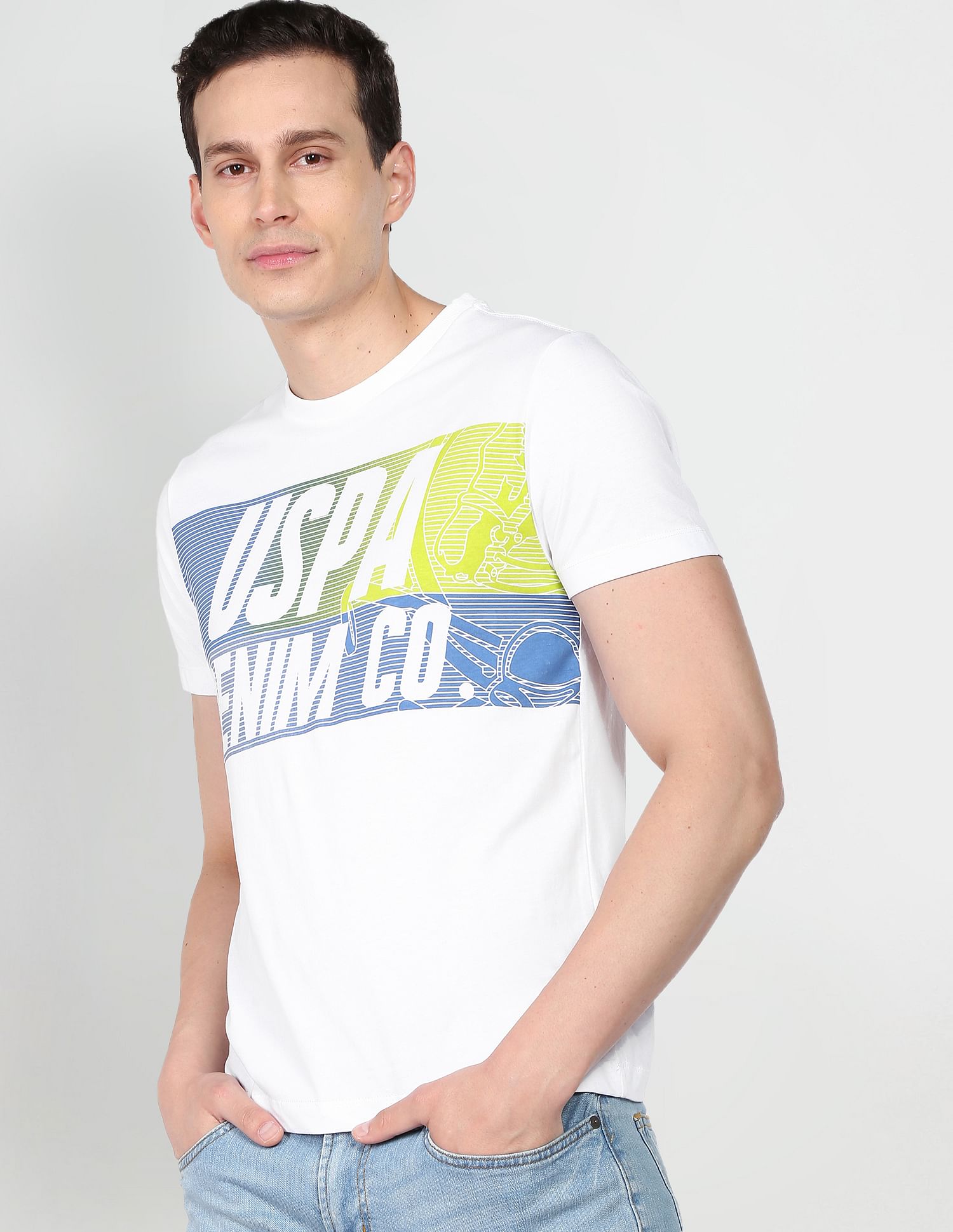 Graphic Print Cotton T-Shirt White - U.S. POLO ASSN. | Large