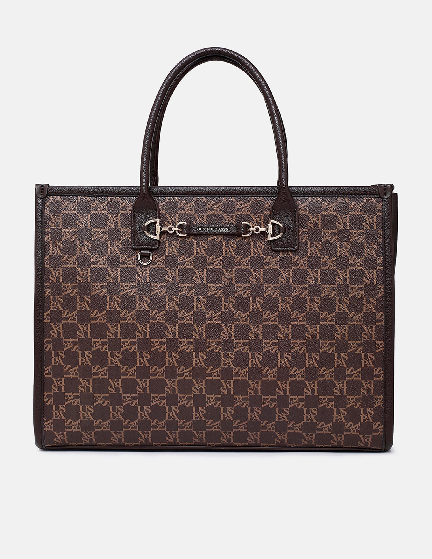 Cassie Monogram Tote Bag Brown - U.S. Polo Assn. India | Large