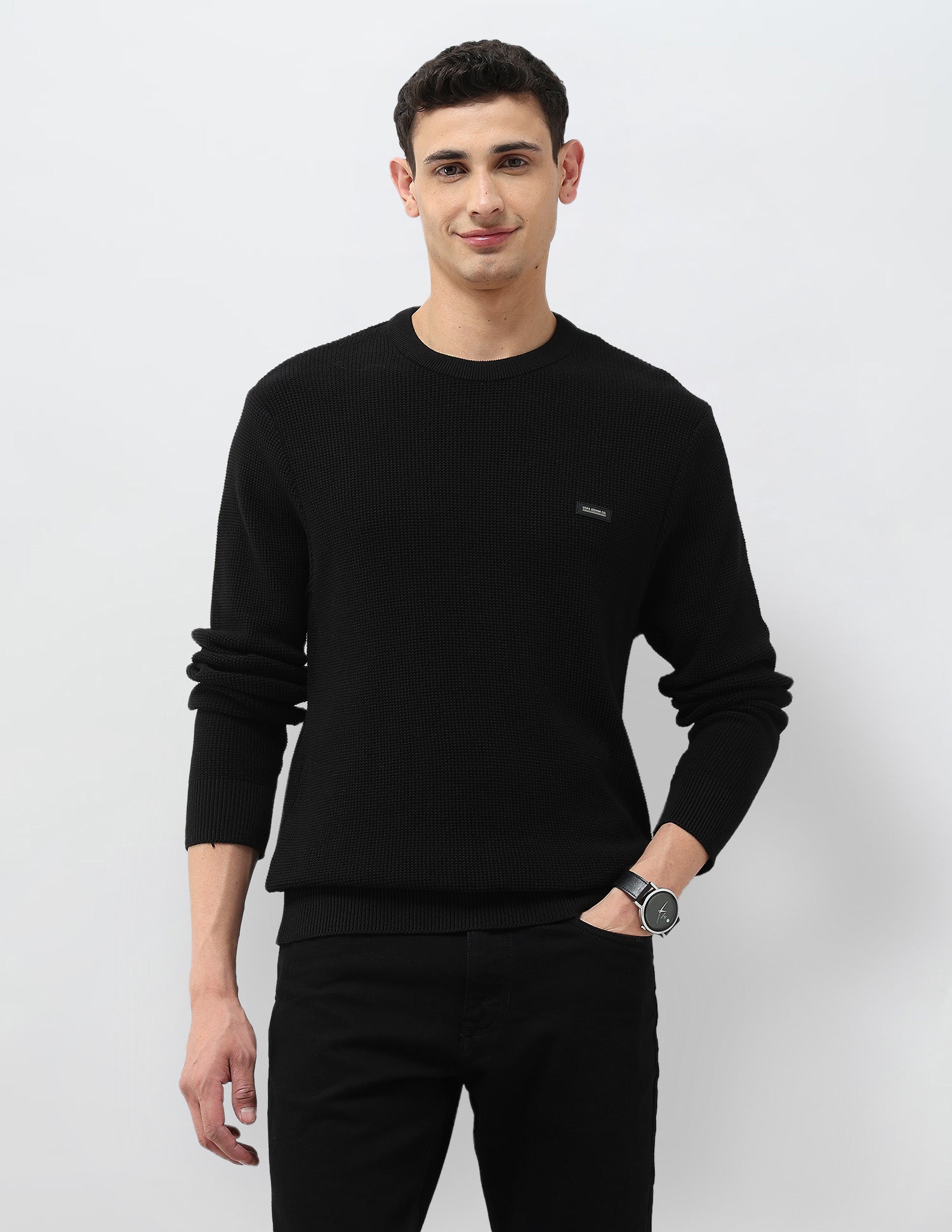 Regular Fit Patterned Knit Sweater