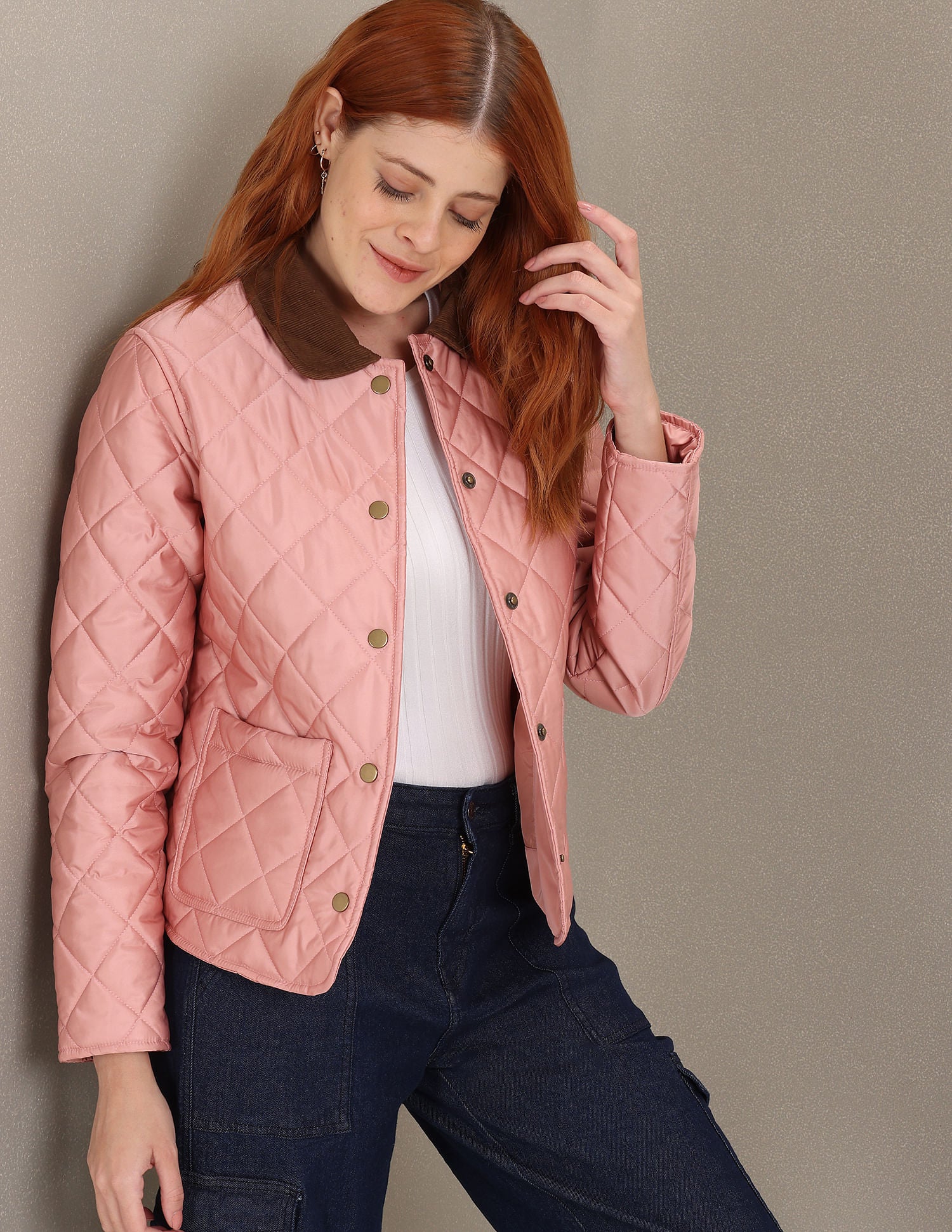 Long Sleeve Solid Quilted Jacket Pink - U.S. Polo Assn. India | Large