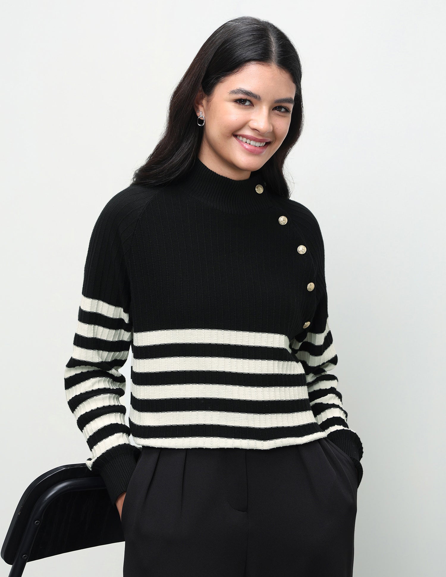 Horizontal Striped Regular Fit Sweater Multicolour - U.S. Polo Assn. India | Large