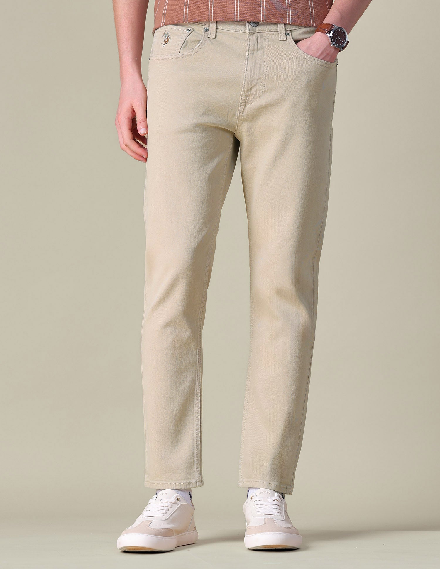 Cole Comfort Cropped Fit Brown Jeans