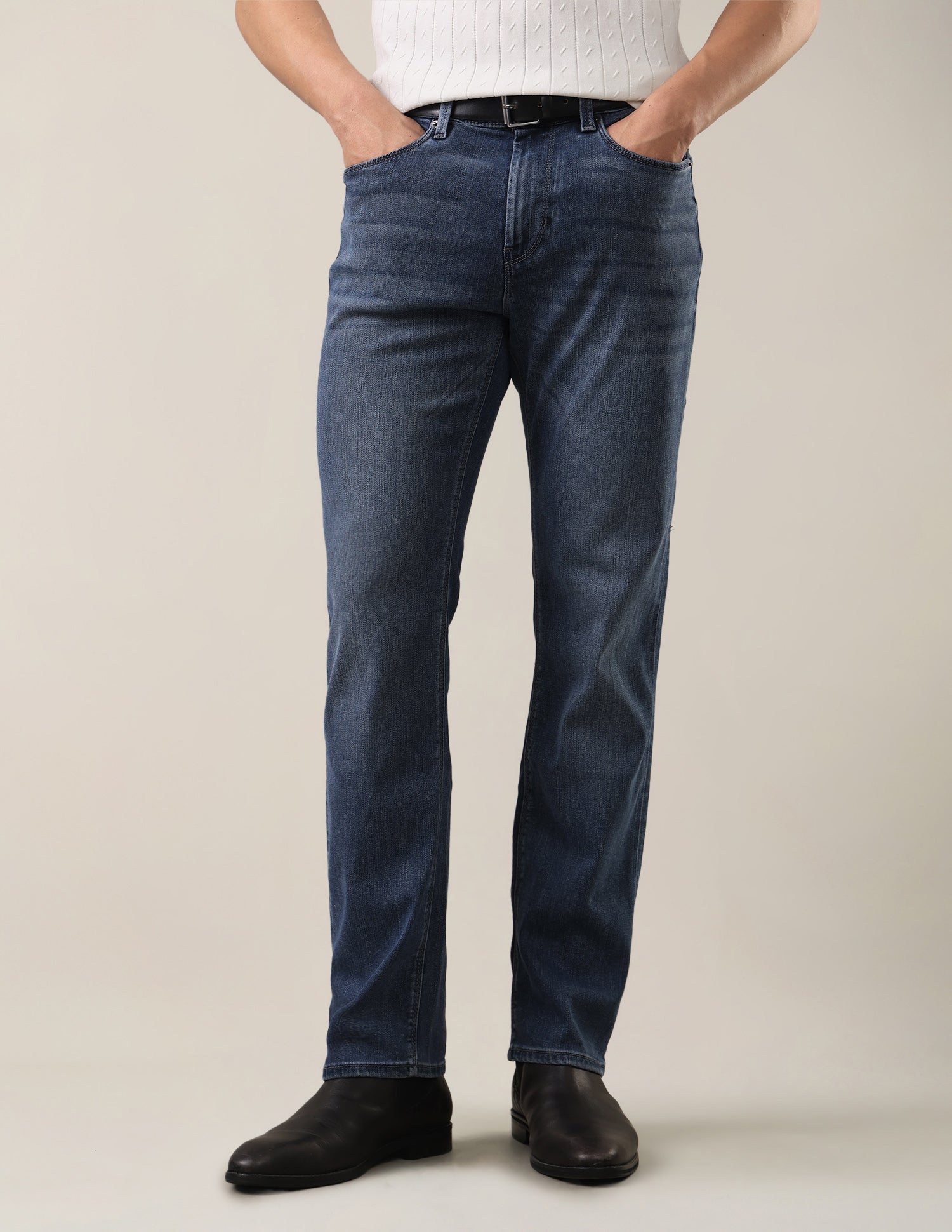 Harold Slim Straight Fit Blue Jeans Mid Blue - U.S. Polo Assn. India | Large