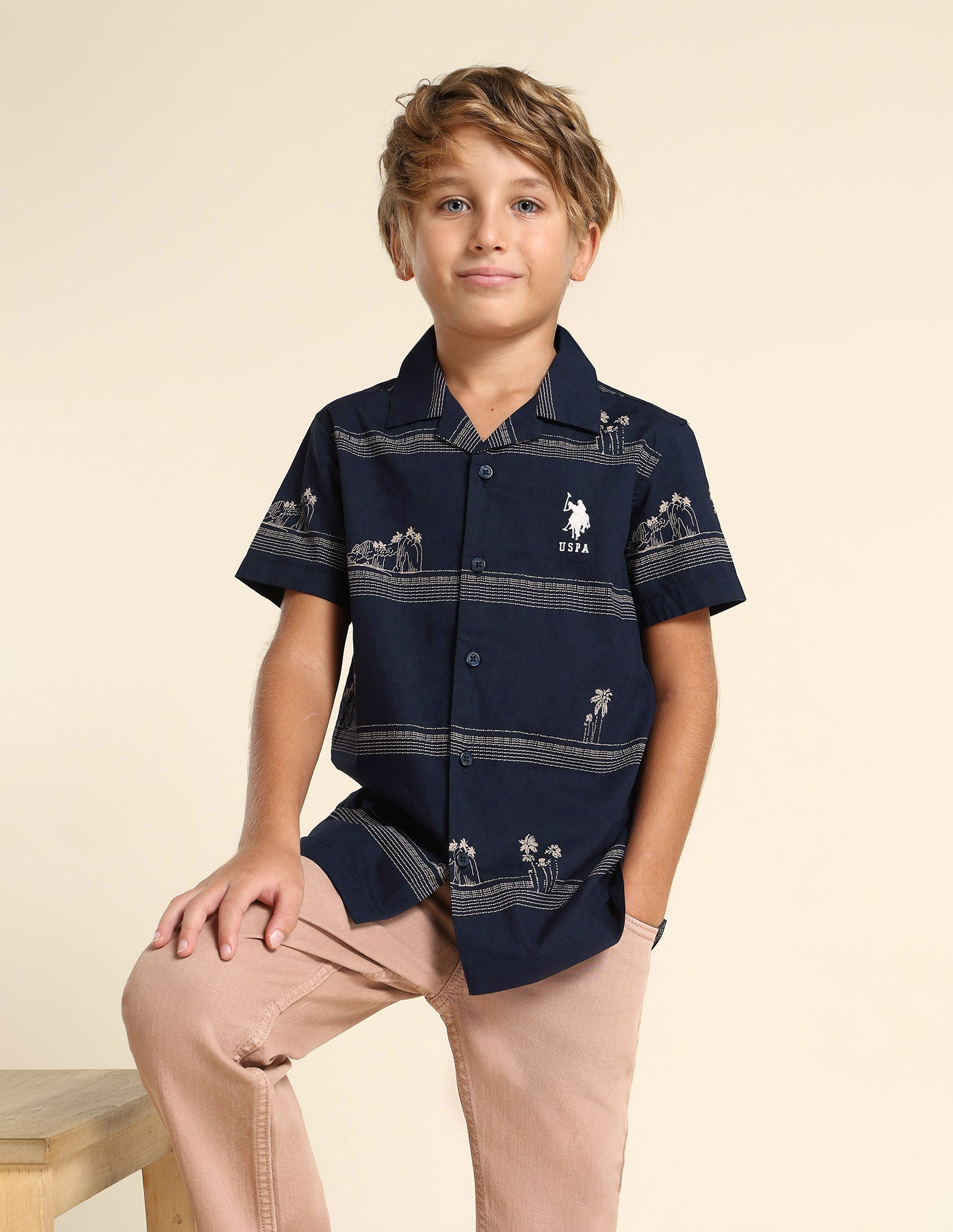 Boys All Over Printed Regular Fit Shirt