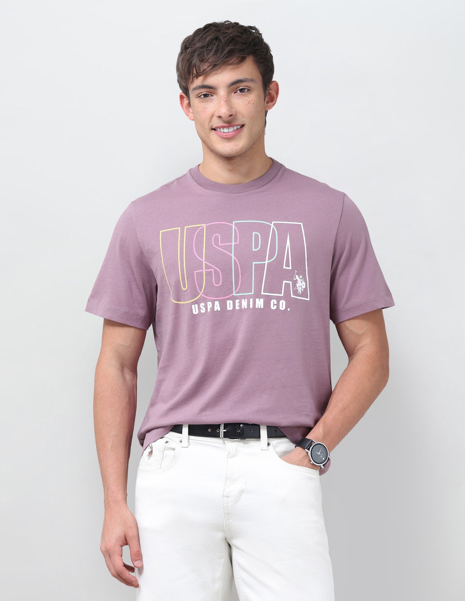 Typographic Brand Printed Relaxed Fit T-Shirt Pink - U.S. Polo Assn. India | Large