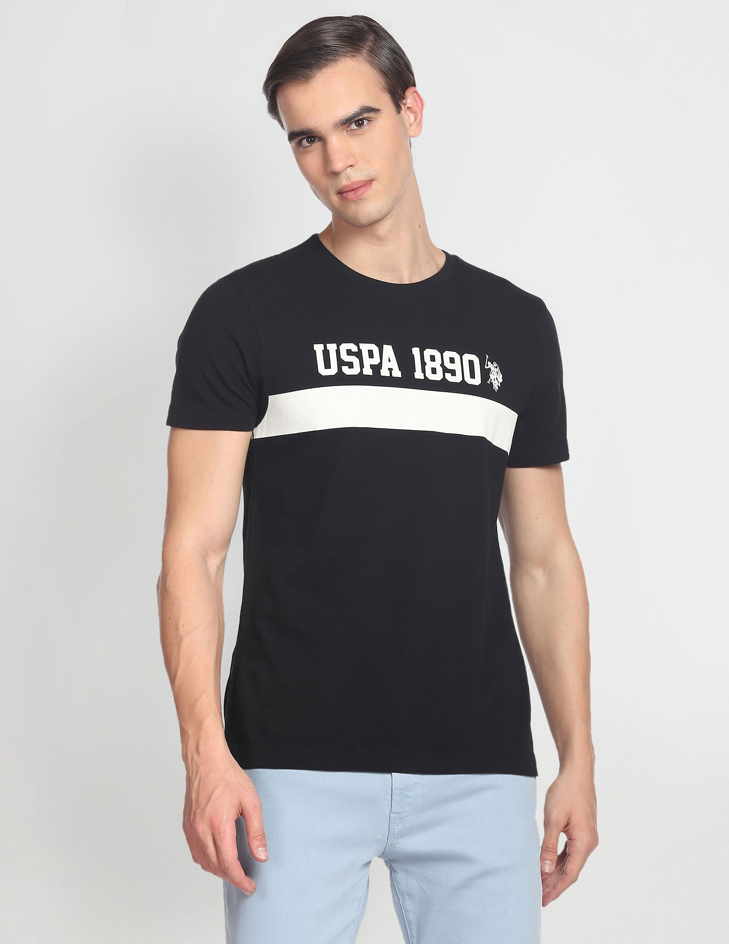 Iconic Brand Print T-Shirt Black - U.S. POLO ASSN. | Large