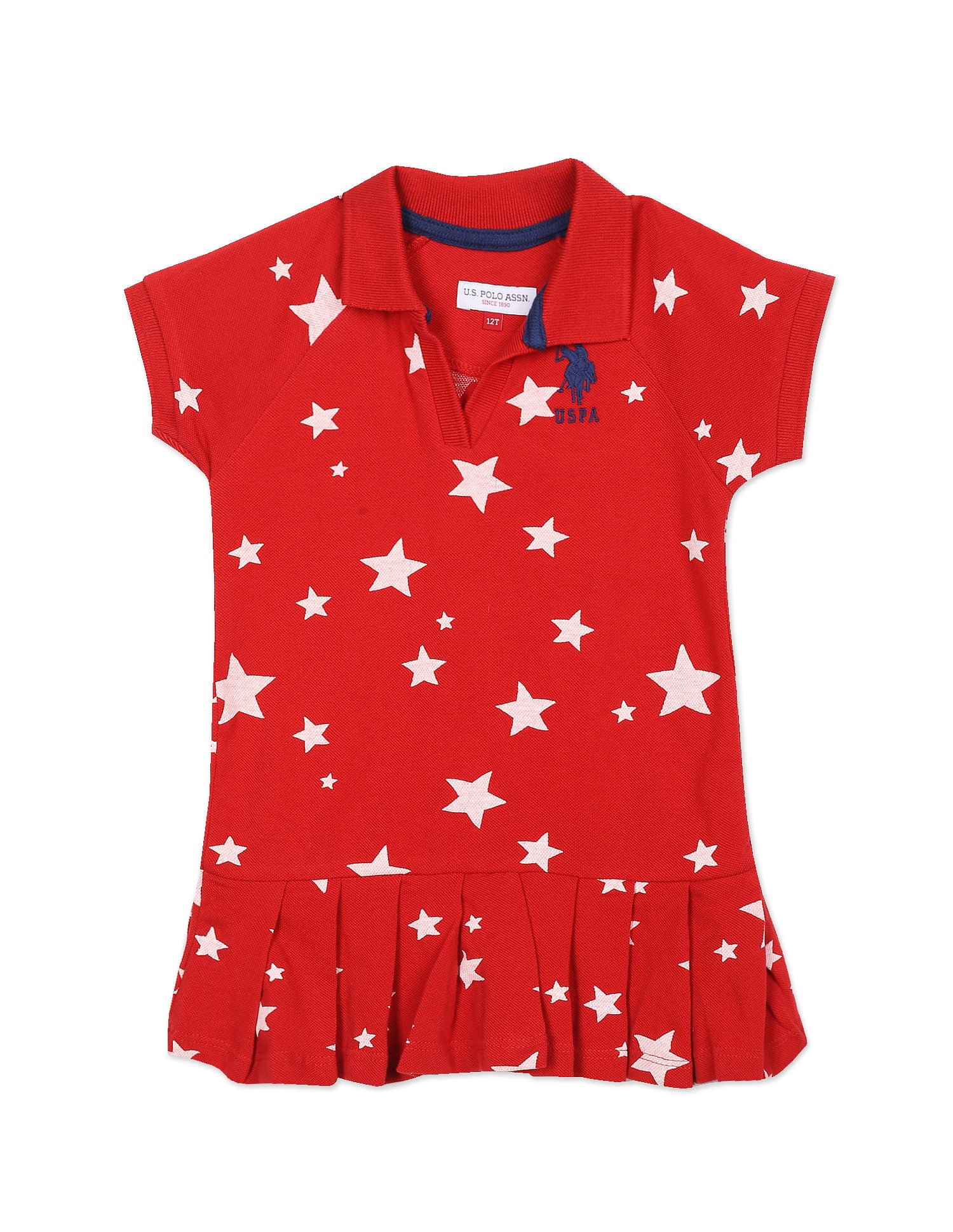 Notch Collar Printed Cotton Dress Red - U.S. Polo Assn. India | Large