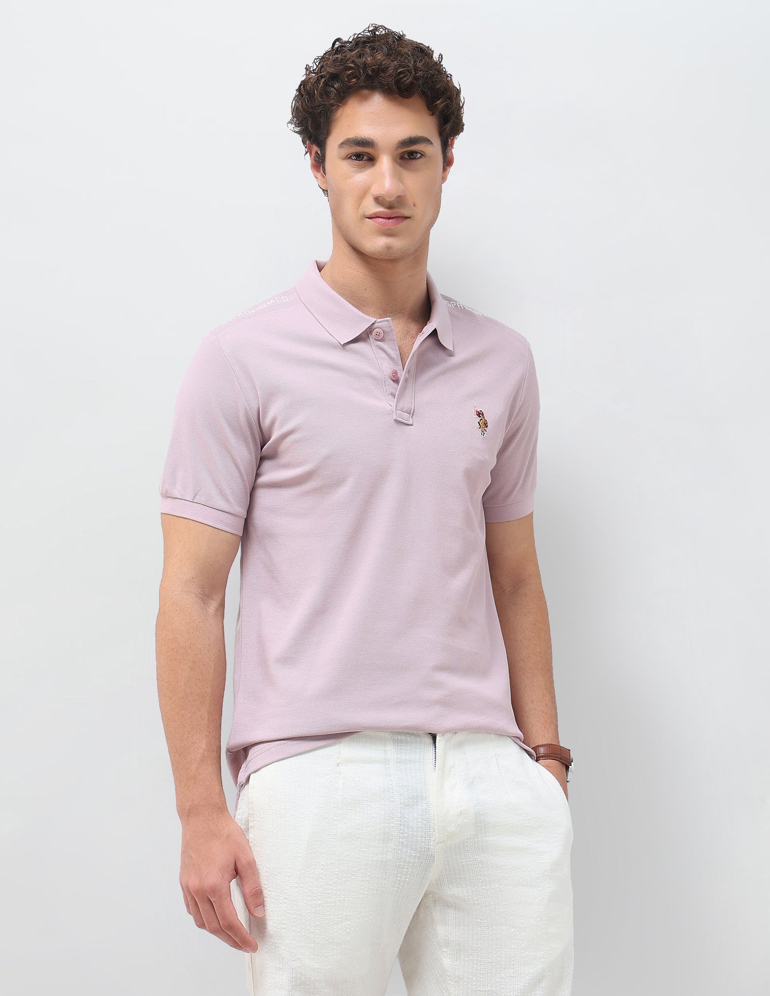 Solid Slim Fit Polo Shirt Peach - U.S. Polo Assn. India | Large