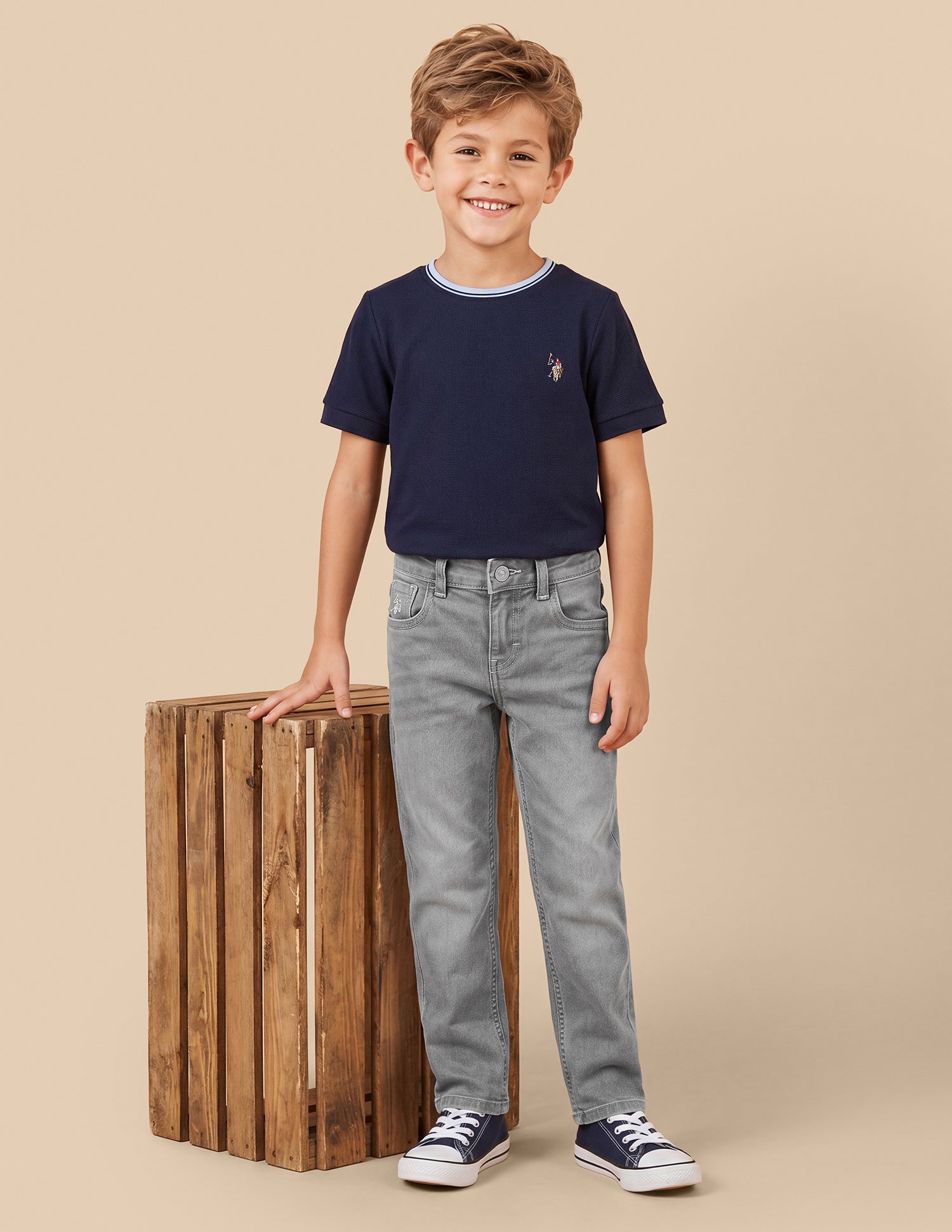 Relaxed Fit Whiskered Jeans Light Grey - U.S. Polo Assn. India | Large