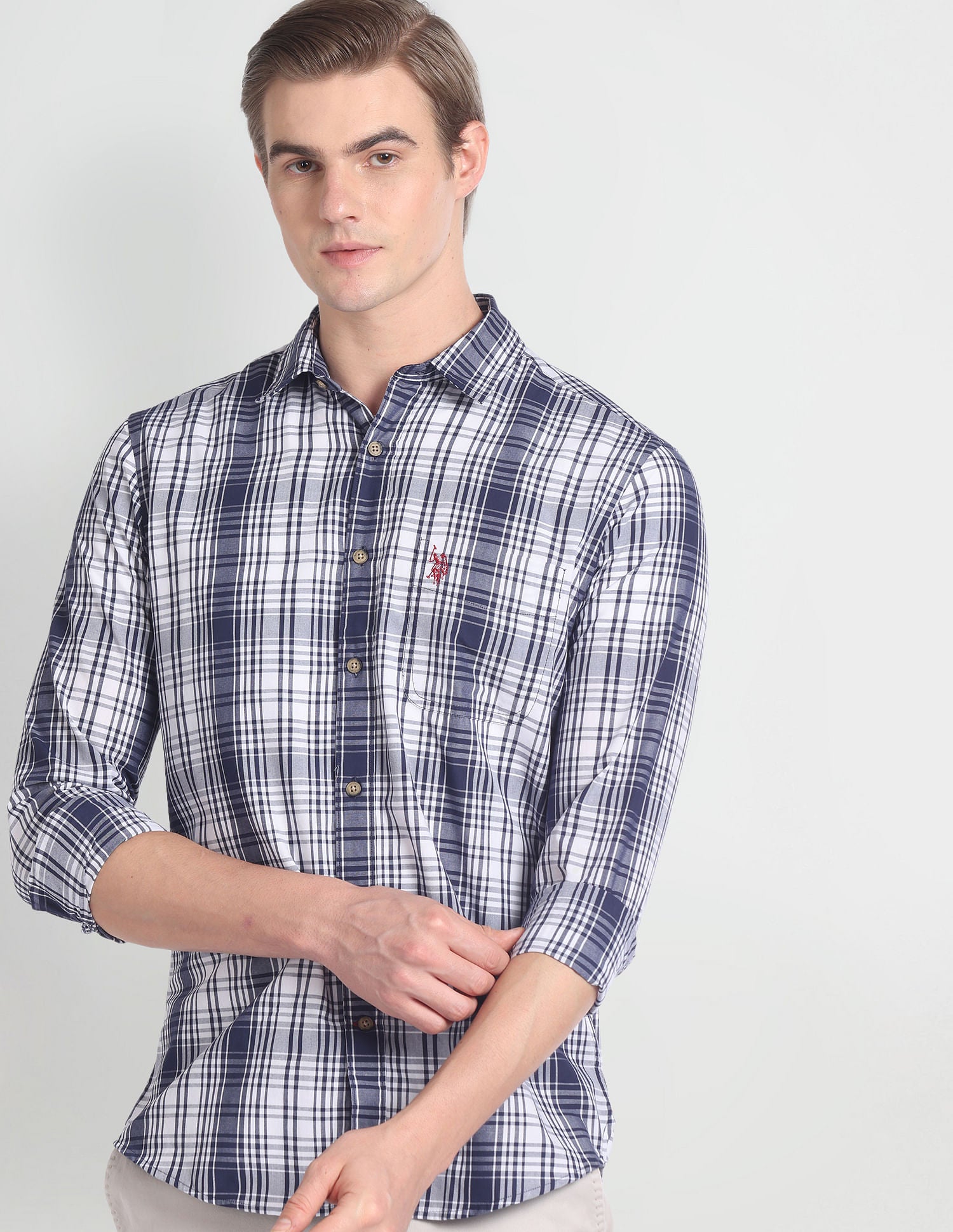 Tartan Check Oxford Shirt Navy - U.S. Polo Assn. India | Large