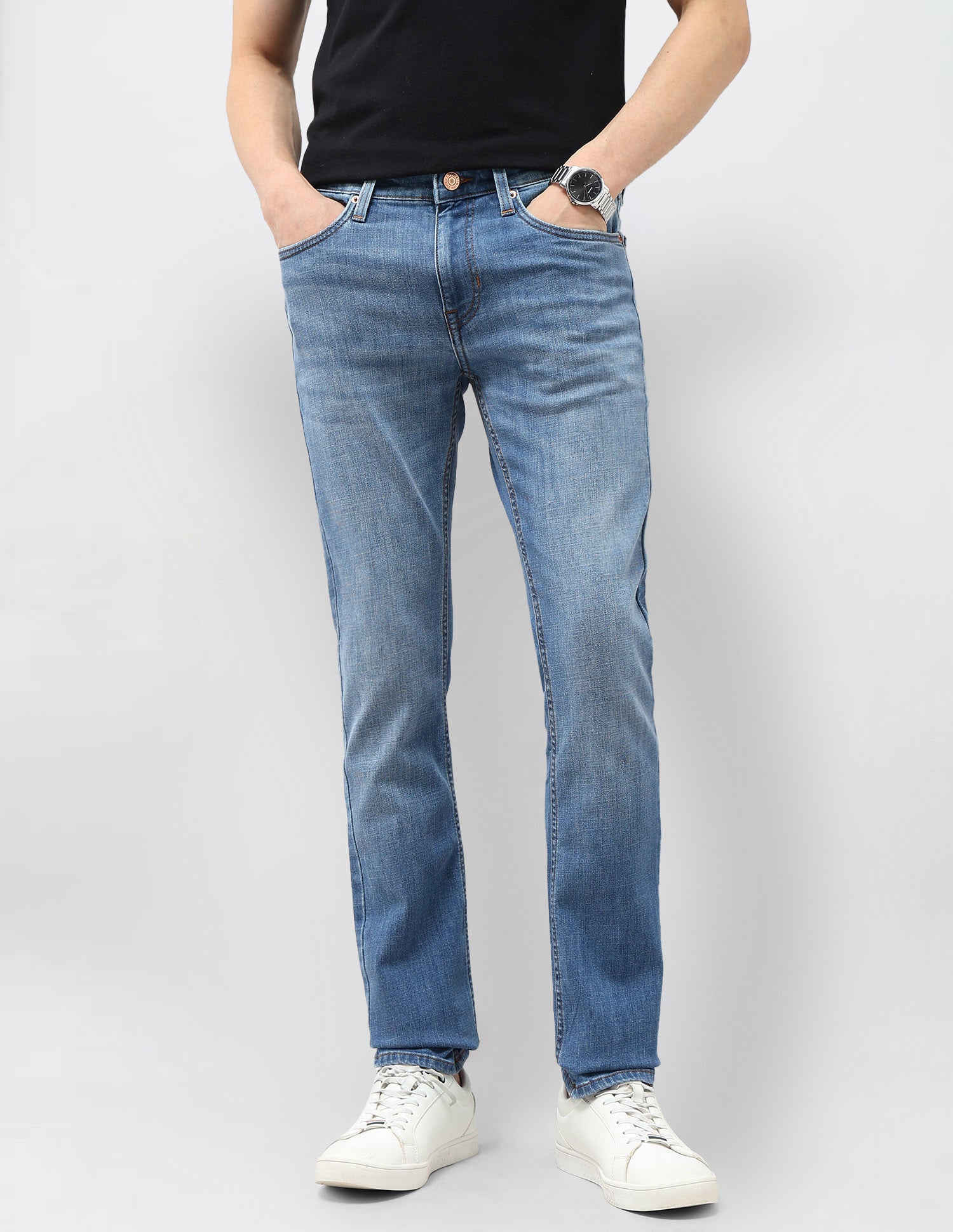 Regallo Skinny Fit Whiskered Jeans Med Blue - U.S. Polo Assn. India | Large