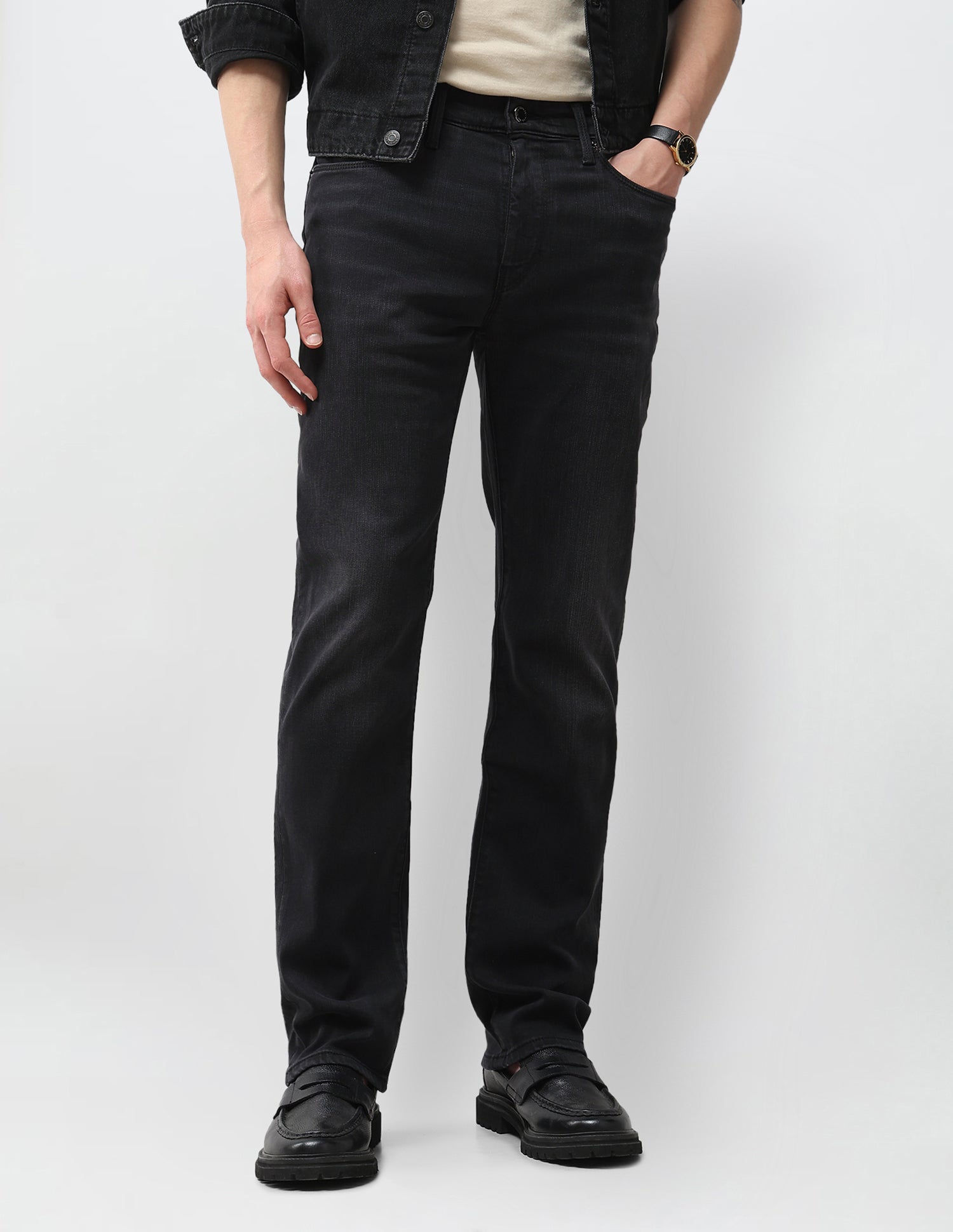 Harold Slim Straight Fit Black Jeans