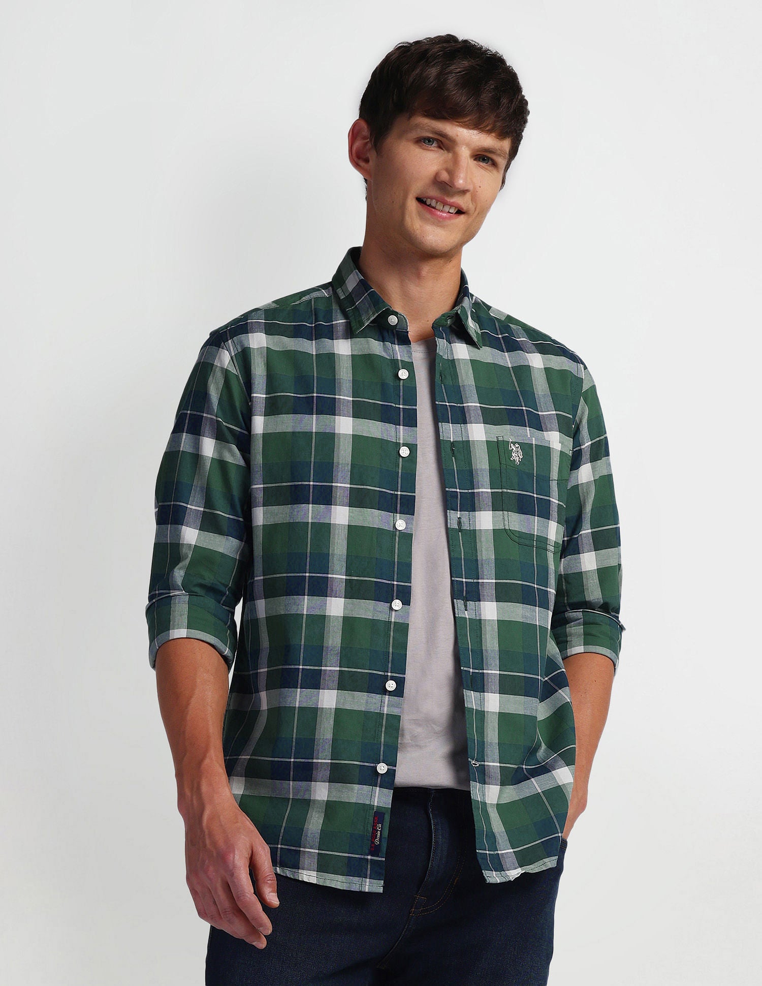 Tartan Check Slim Fit Shirt Navy - U.S. Polo Assn. India | Large
