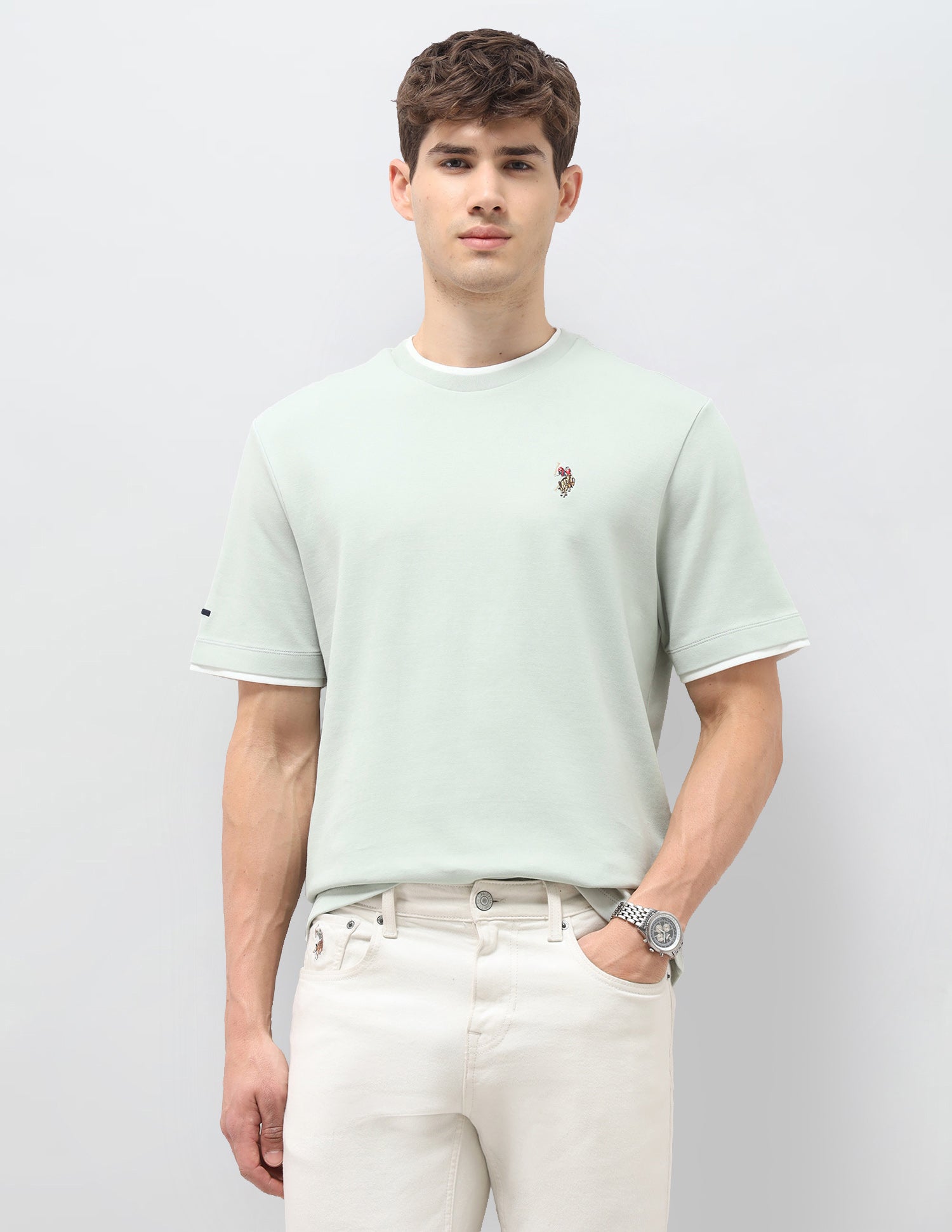Solid Slim Fit T-Shirt Green - U.S. Polo Assn. India | Large
