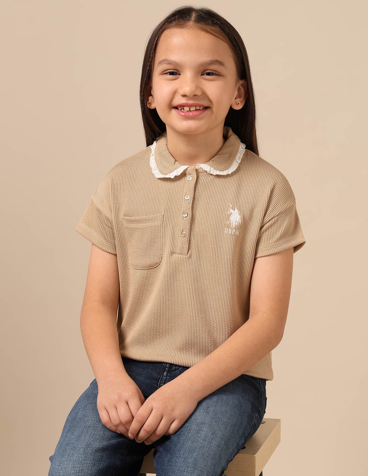 Girls Textured Boxy Fit Top