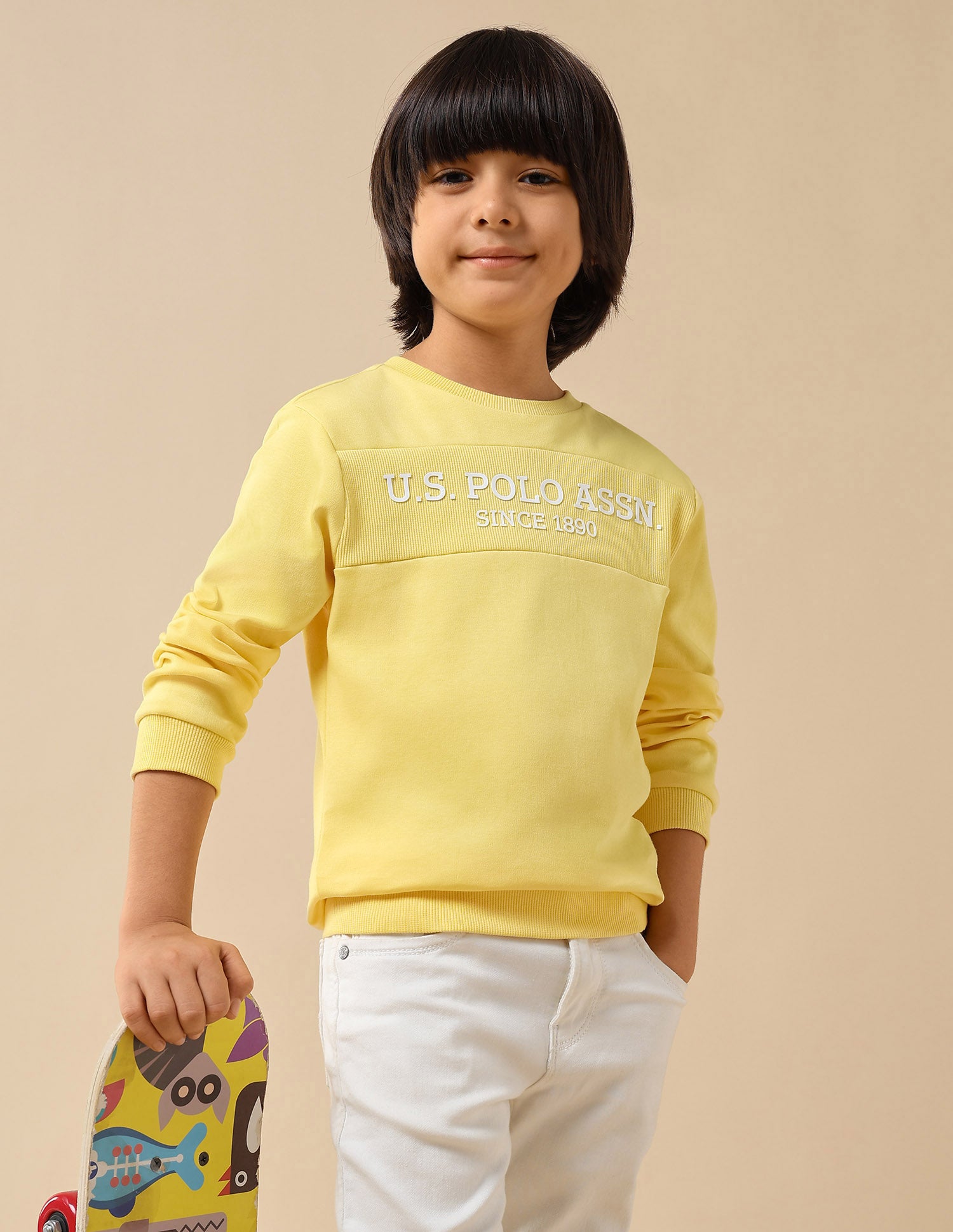 Boys Brand Embossed Regular Fit Sweatshirt