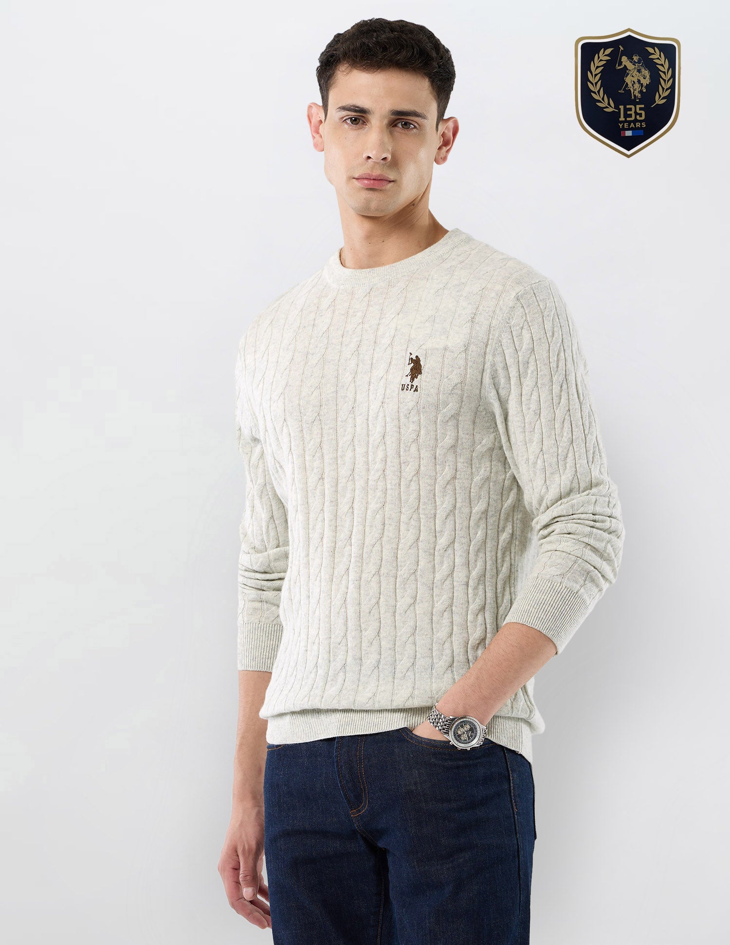 Patterned Cable Knit Regular Fit Sweater