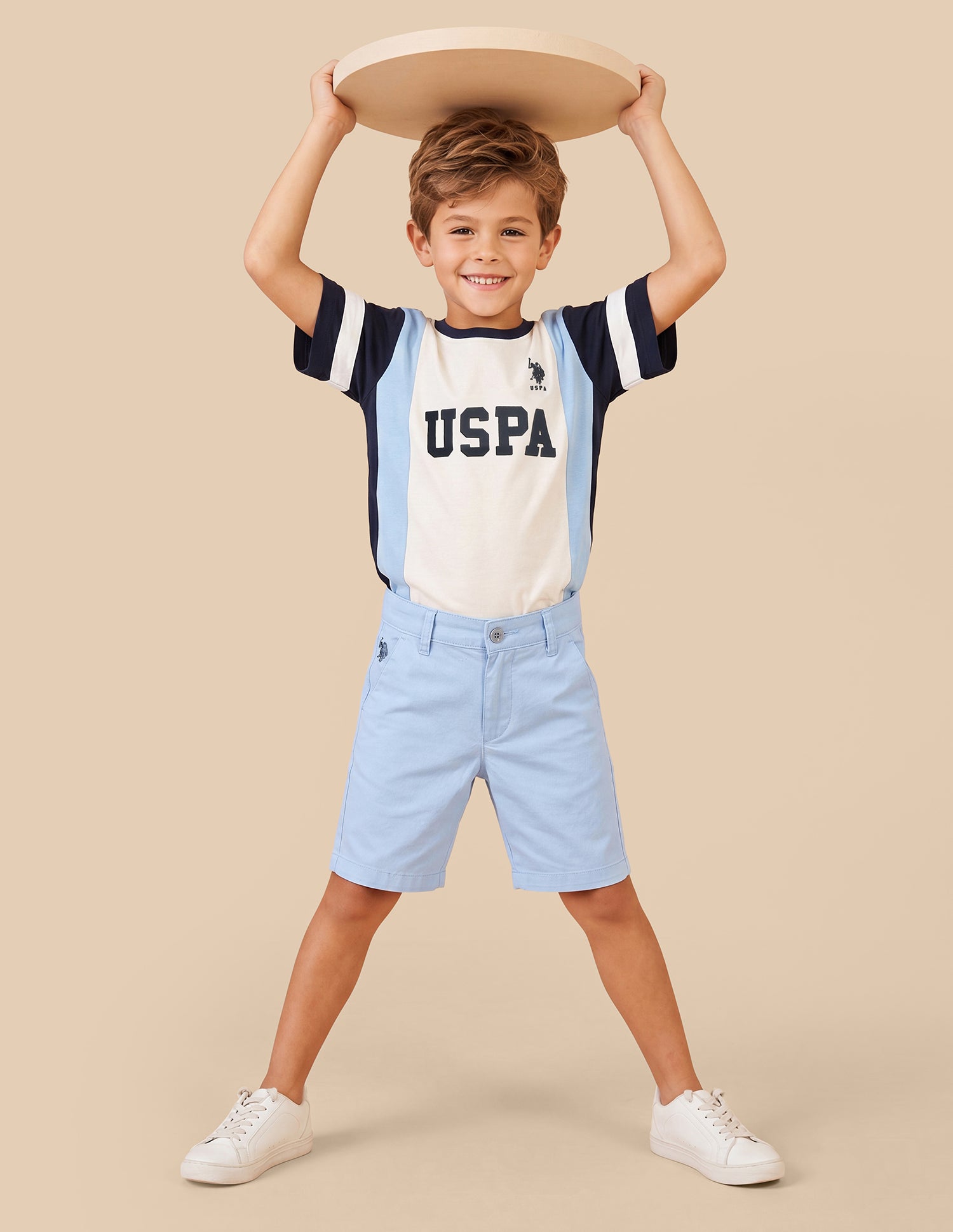 Mid Rise Slim Fit Shorts Light Blue - U.S. Polo Assn. India | Large