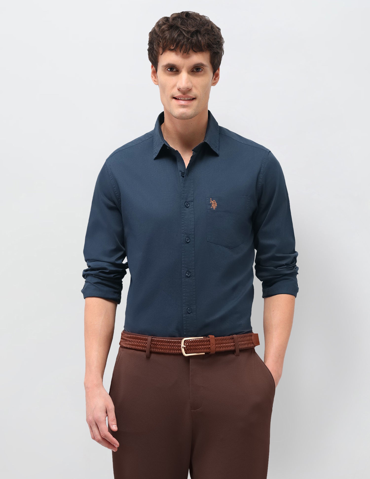Twill Solid Shirt Navy - U.S. Polo Assn. India | Large