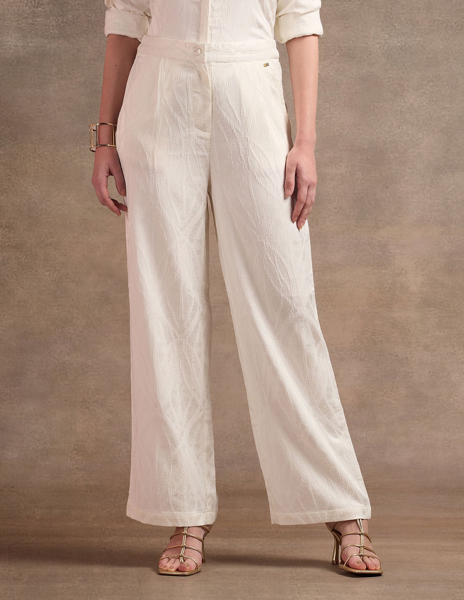 High Rise Wide Leg Trousers White - U.S. Polo Assn. India | Large