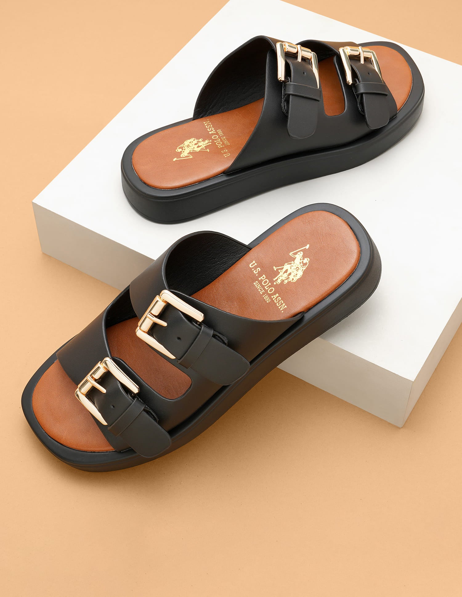 Textured Alandra Slipper Black - U.S. Polo Assn. India | Large
