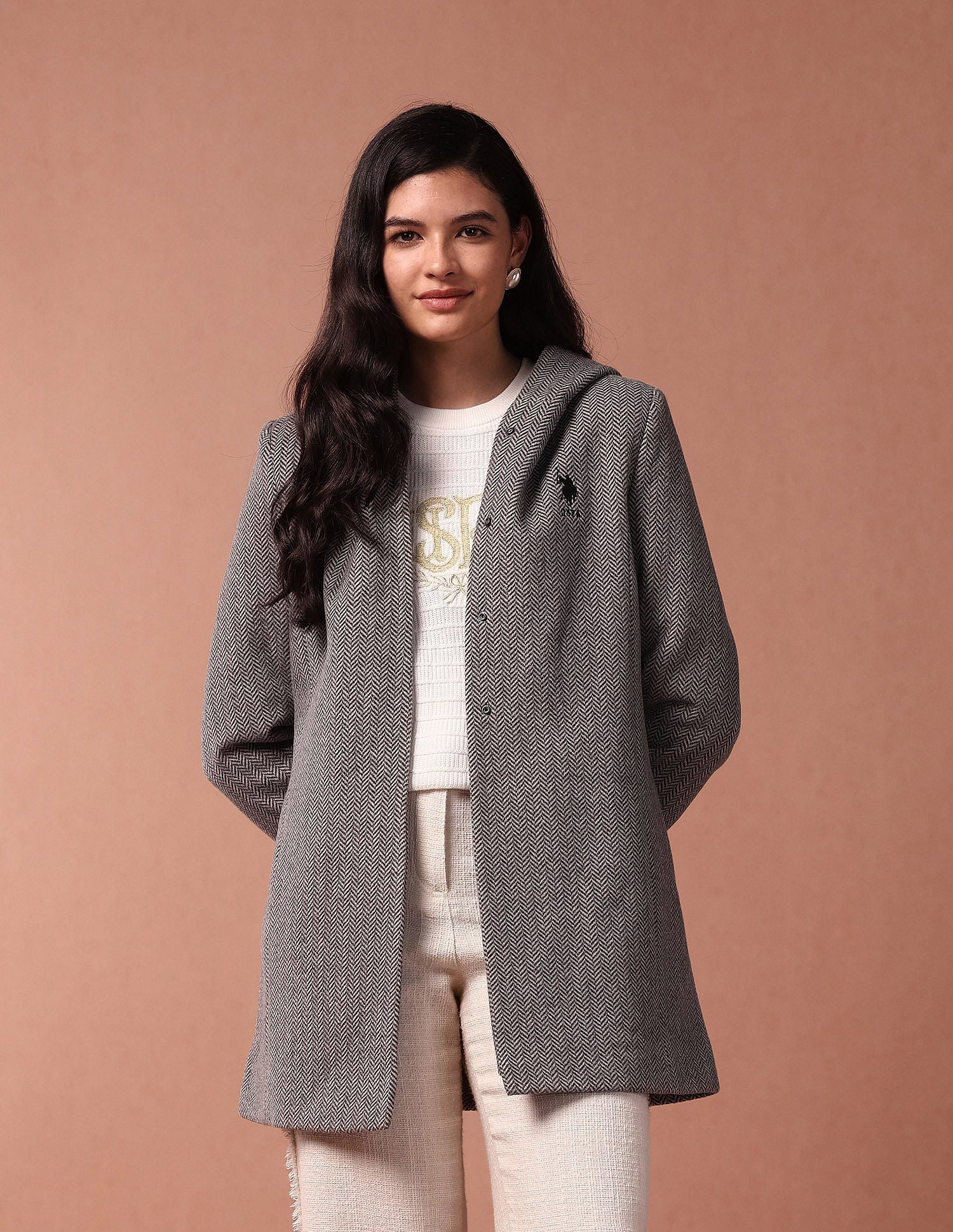 Herringbone Hooded Jacket