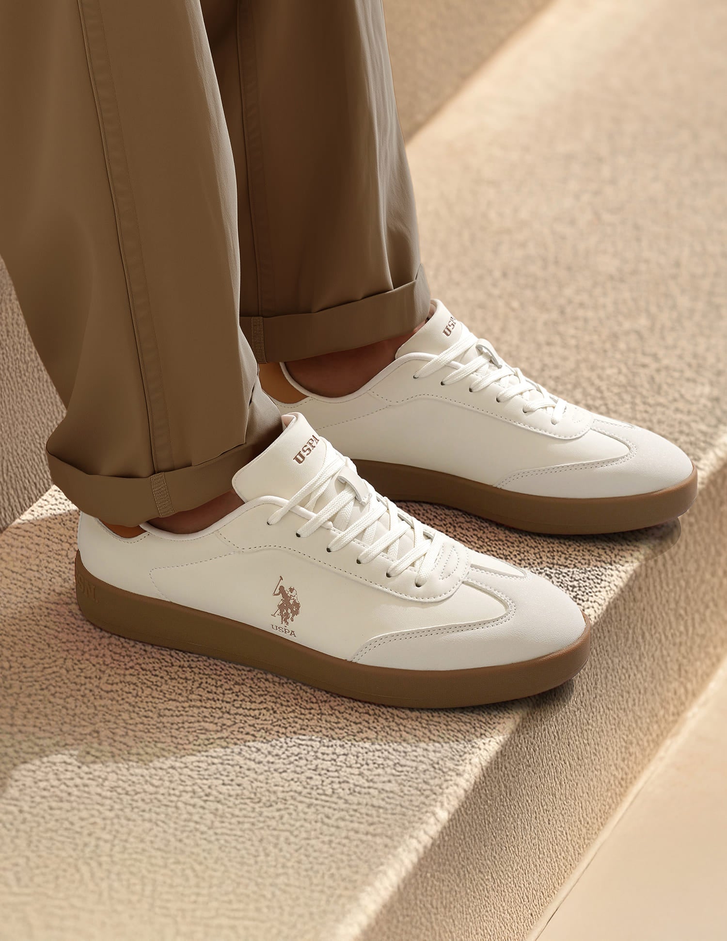 Men Coba Colour Blocked Sneakers Beige - U.S. Polo Assn. India | Large
