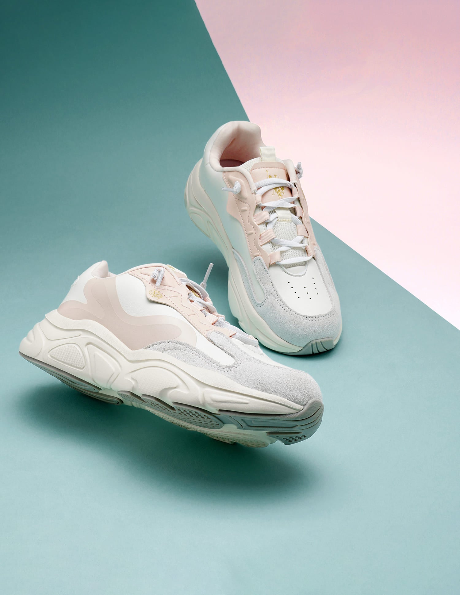 Women Colour Block Gemma Sneakers White and Light Pink - U.S. Polo Assn. India | Large