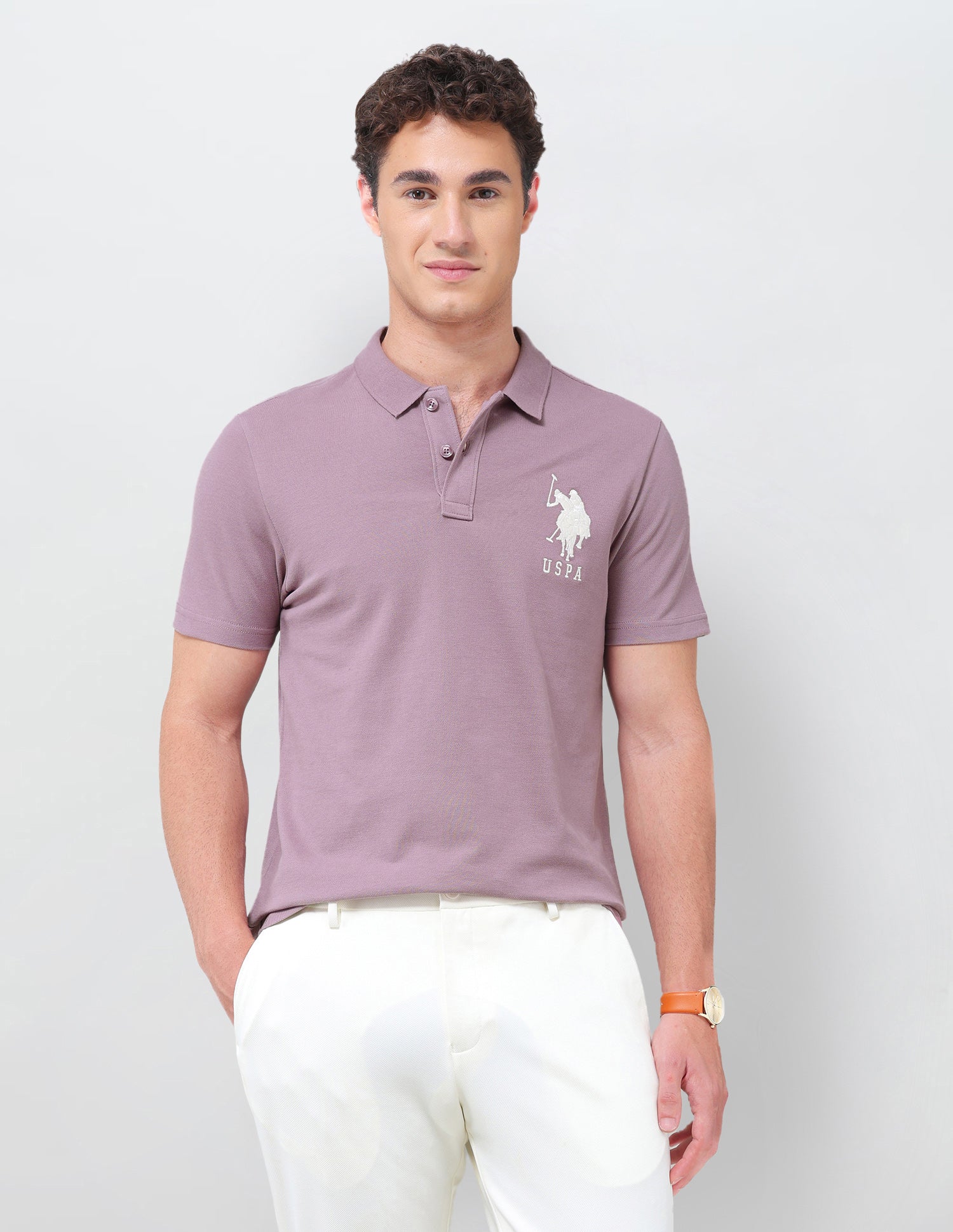 Solid Slim Fit Polo Shirt Dark Pink - U.S. Polo Assn. India | Large