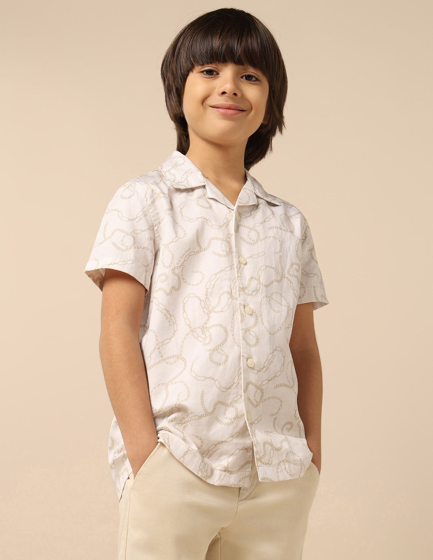 Boys All Over Printed Satin Shirt