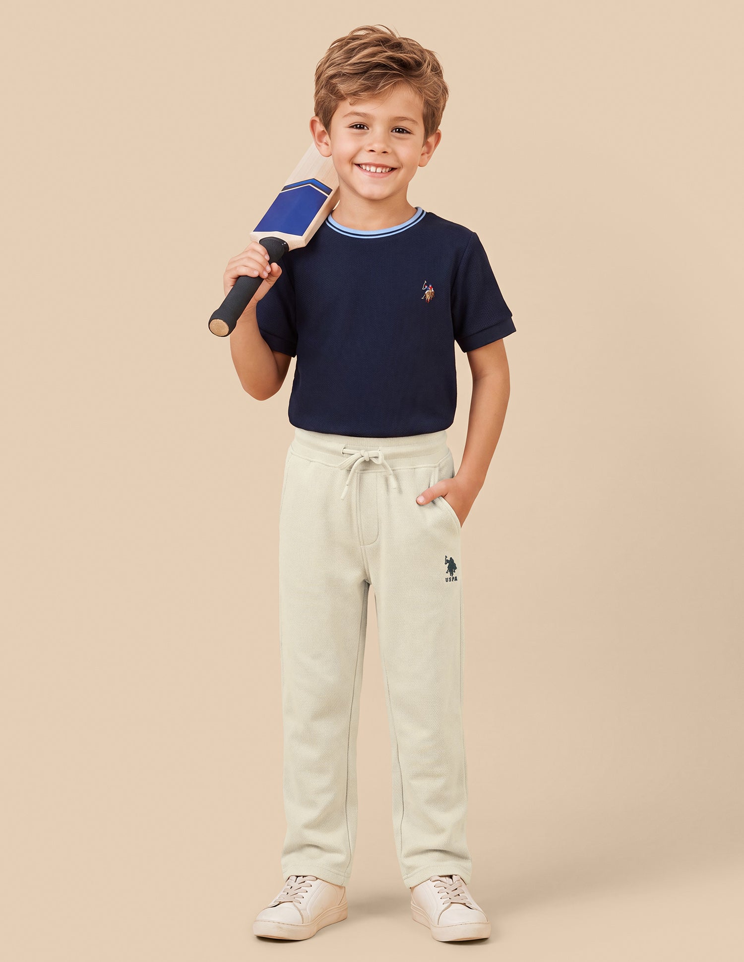 Mid Rise Regular Fit Track Pants Cream - U.S. Polo Assn. India | Large