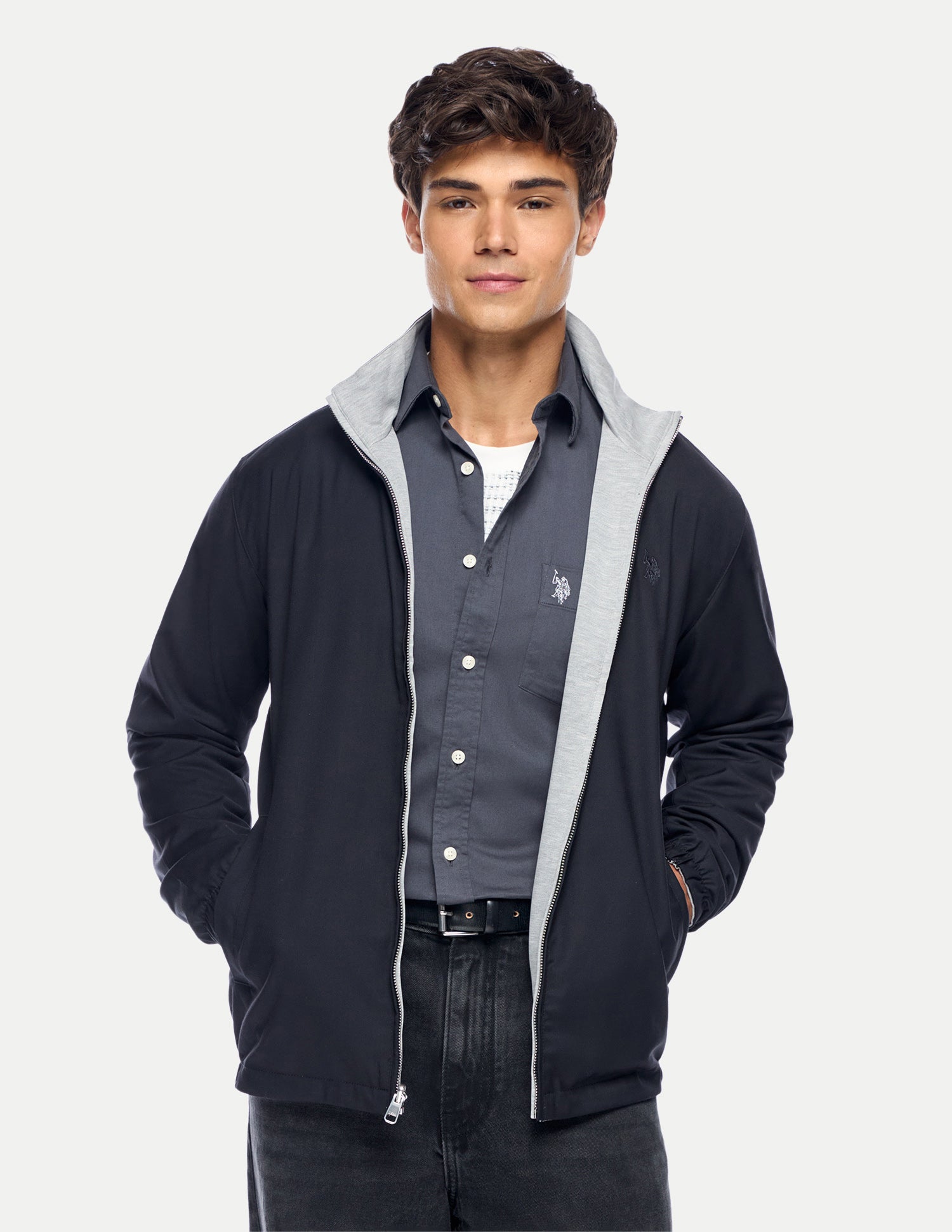 Solid Regular Fit Reversible Jacket Navy - U.S. Polo Assn. India | Large