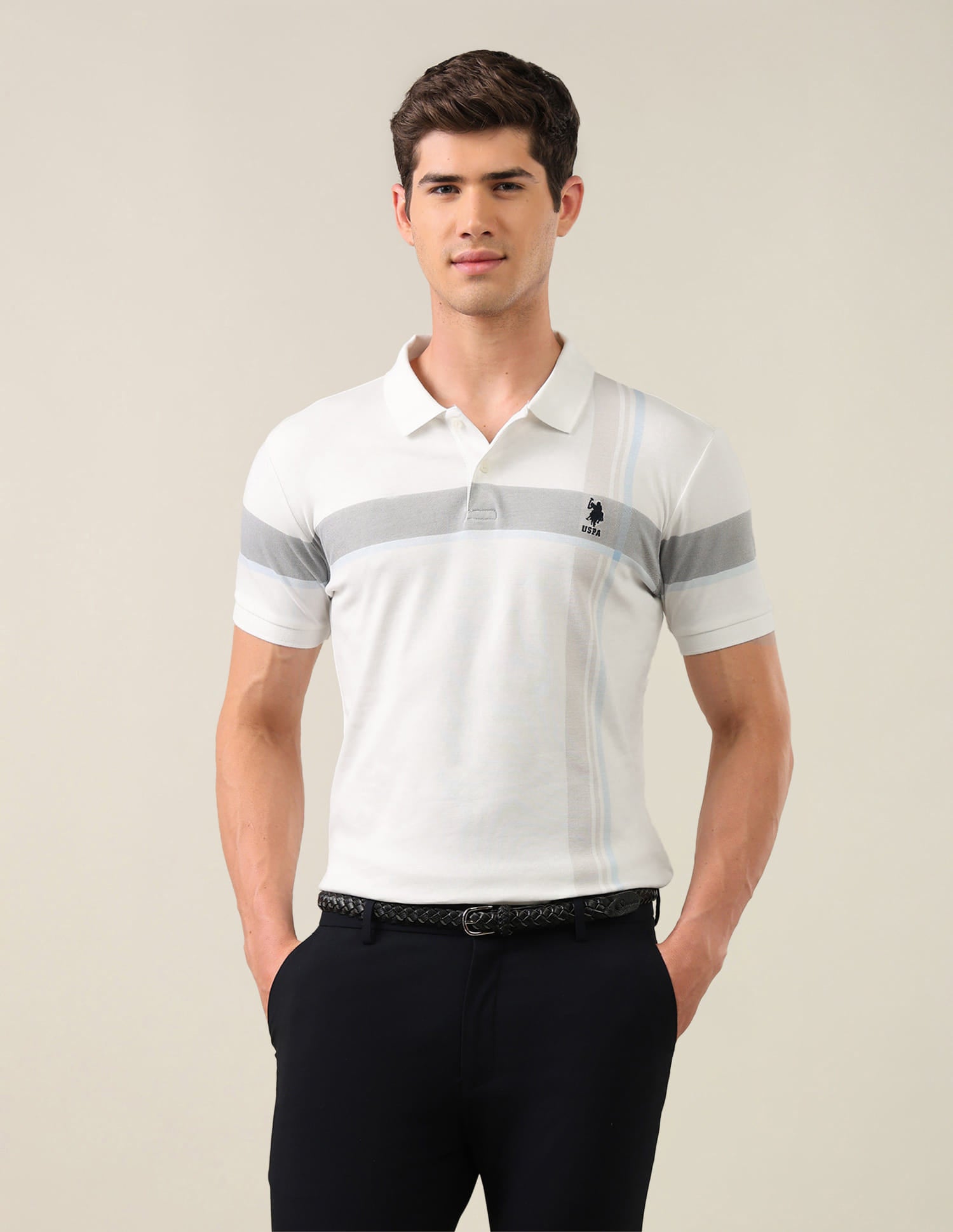 Solid Slim Fit Polo Shirt White - U.S. Polo Assn. India | Large